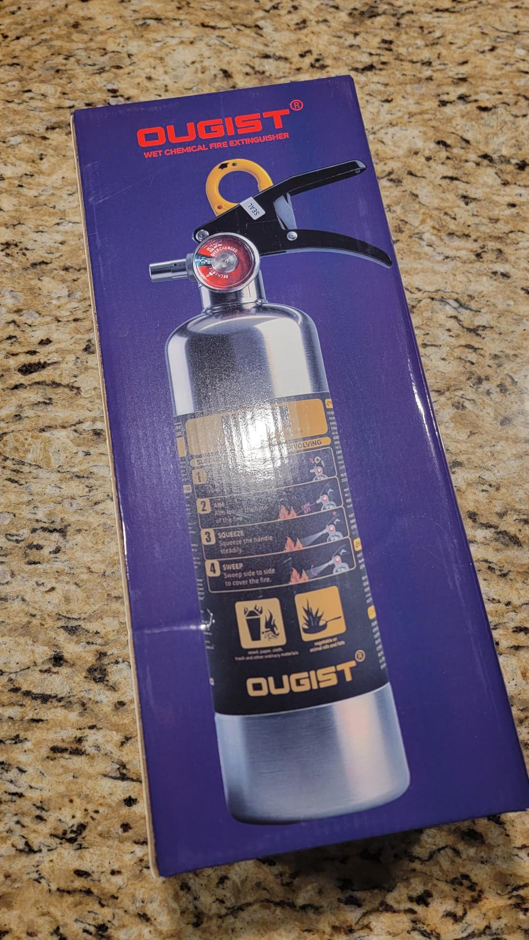 Ougist Class K Fire Extinguisher for Kitchen, 1-A:K, 40 Fl Oz Wet Chemical | For Small Cooking Oil and Grease Fires with Quick-Pull Access and Easier Cleanup for Kitchen and Food Truck Use customer photo 2