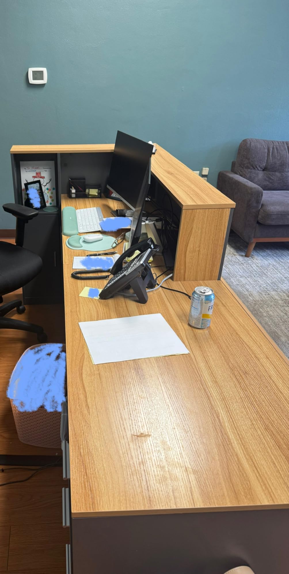 L-Shaped Reception Desk with Lockable Drawers, Adjustable File Cabinet & Keyboard Tray, Modern Front Counter for Office, Salon, or Lobby (Right-L Walnut/Slate Gray, 70.9''L x 23.6''W x 41.3''H) customer photo 2