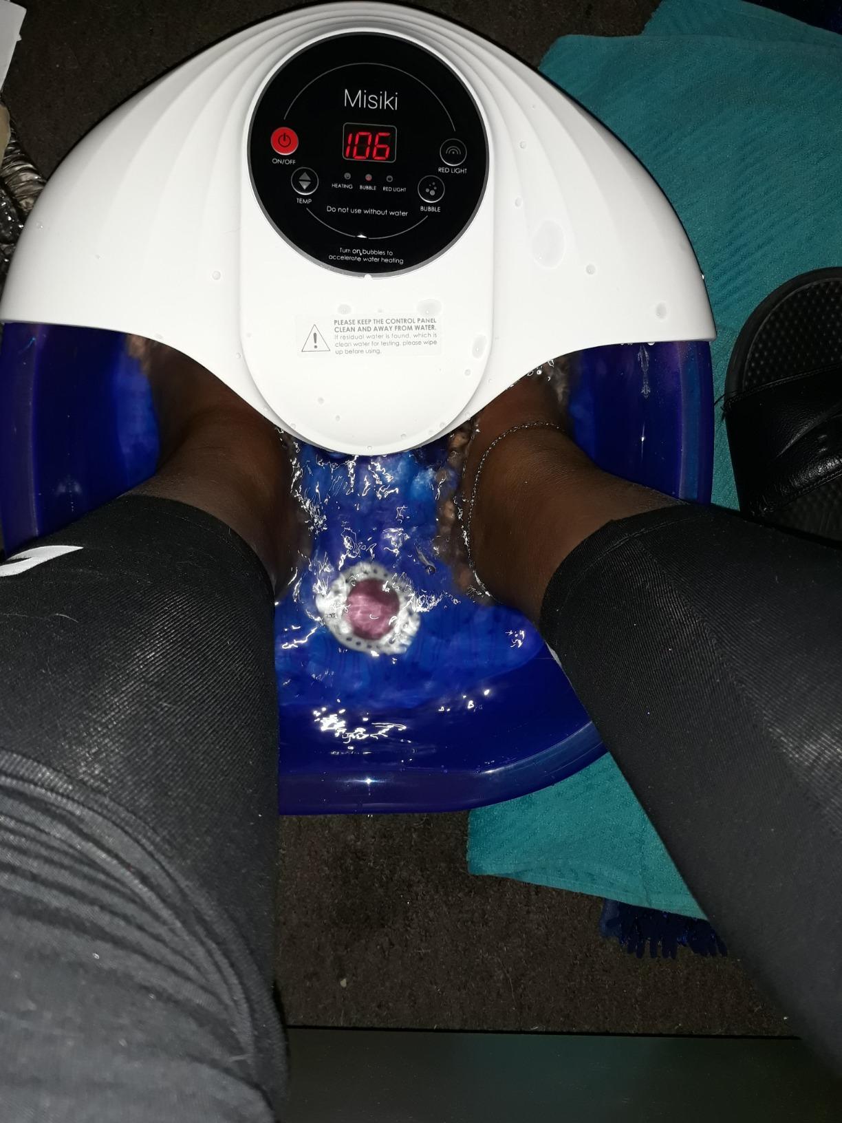 Collapsible Foot Spa Bath with Heat, Fits Men Size 12 (Royal Blue), Remote Control & 16 Massage Rollers, Fast Heating, Surf, Timing & Red Light, Home Relaxing Tired Feet customer photo 1