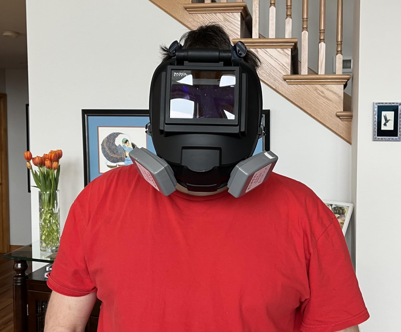 Parcil Distribution WF-101 Auto-Darkening Full Face Welding Respirator Mask | Shade 5-13 | Impact Resistant Face Shield | MIG/TIG/Stick/Cut/Grind | P3 99% Particulate, Organic Vapor, Acidic Gas Filters customer photo 2