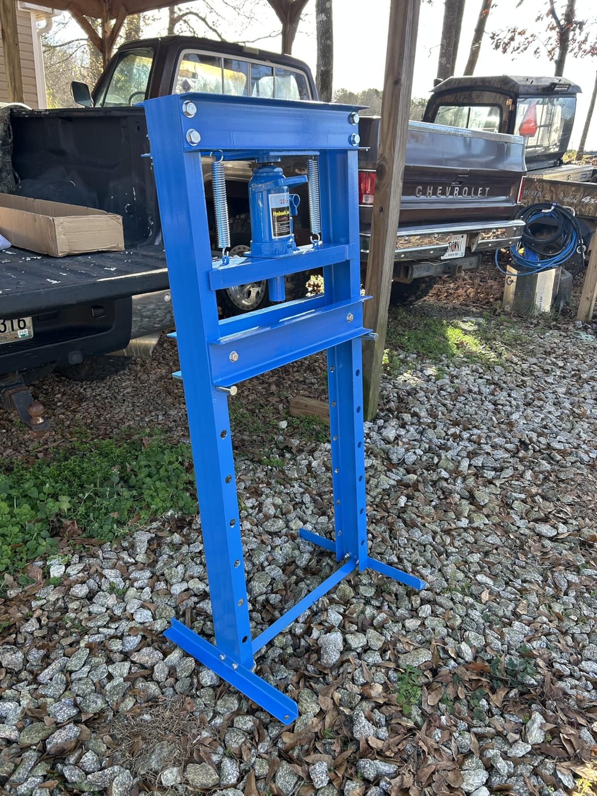 20T Hydraulic Press, Heavy Duty H-Frame Garage Floor Hydraulic Shop Press | with Press Plates, Adjustable Working Table Height, for Auto Repair, Blue customer photo 1
