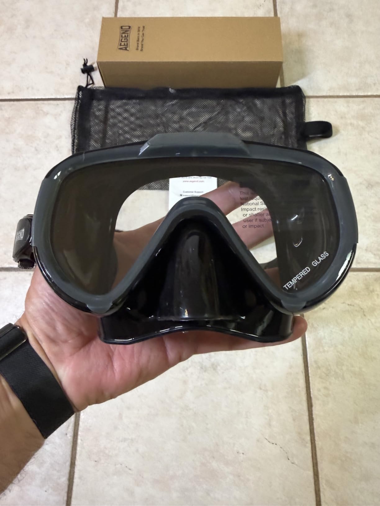 Aegend Snorkeling Gear for Adult Kids, Snorkel Set with Raised Nose Cover | Dry Snorkel Anti-Fog with Mesh Bag, HD View Anti-Leak for Scuba Diving customer photo 2