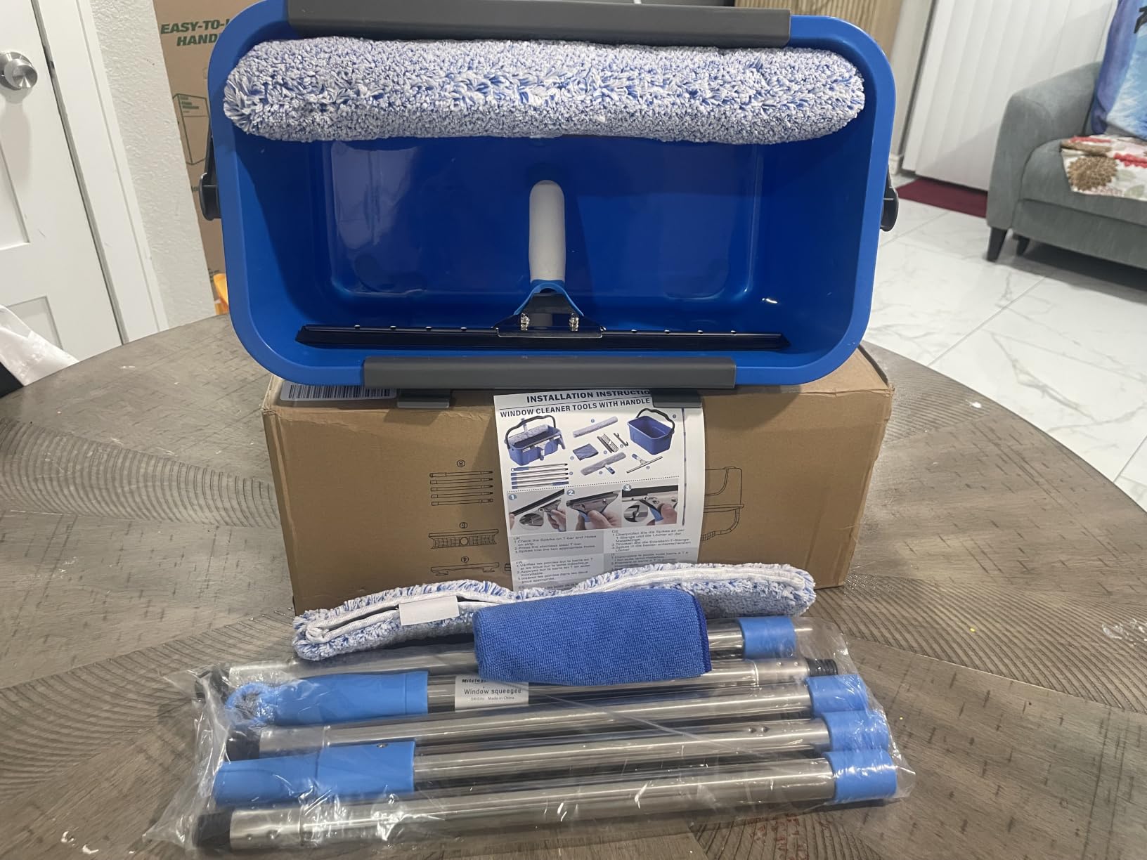 Window Cleaning Kit 77'' Long Handle with Bucket for Home Outdoor | Professional Window Washing Equipment, 77'' Long Handle, 14'' Silicone Squeegee, Microfiber Scrubber, Cloth, Commercial Use customer photo 1