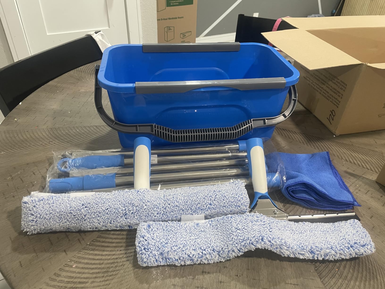 Window Cleaning Kit 77'' Long Handle with Bucket for Home Outdoor | Professional Window Washing Equipment, 77'' Long Handle, 14'' Silicone Squeegee, Microfiber Scrubber, Cloth, Commercial Use customer photo 2