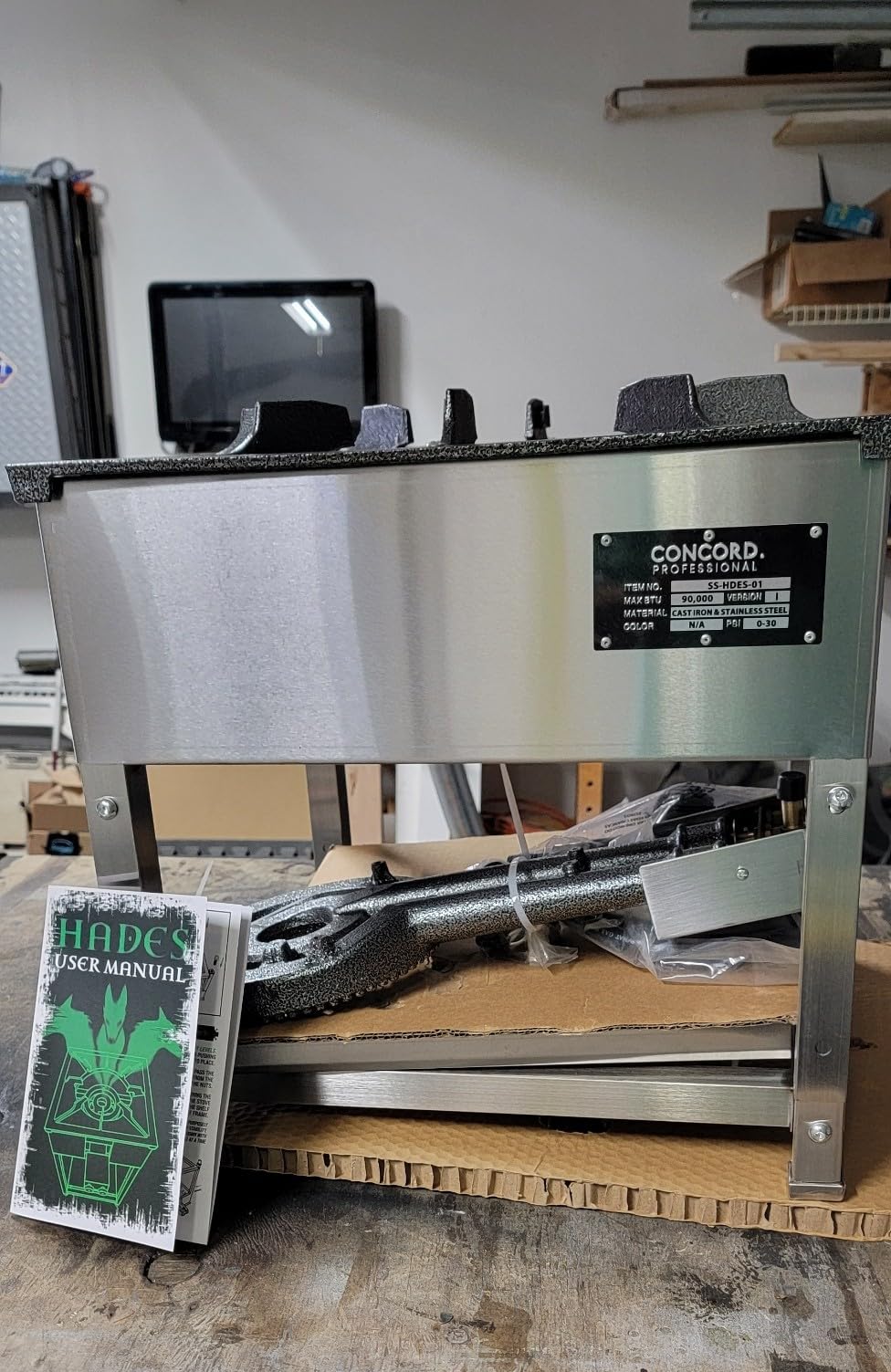 Concord Professional HADES Stainless Steel Commercial Stove. Dual Controled Burner Head with Solid Cast Iron Range Top. Height Adjustable. customer photo 2