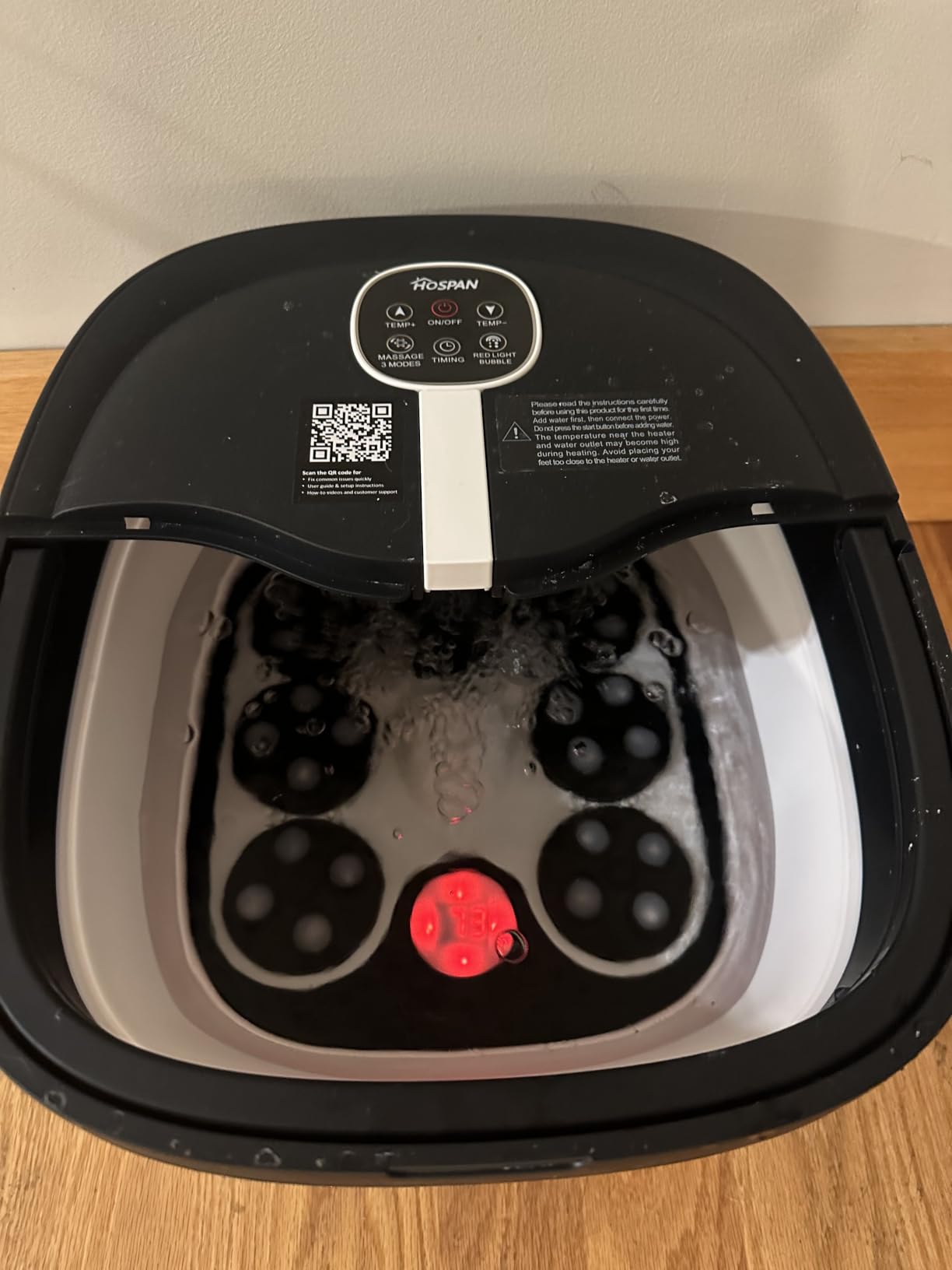 Collapsible Foot Spa Electric Rotary Massage with Heat, Bubble, Remote, 24 Motorized Shiatsu Massage Balls, 95°F-118°F Adjustable Heat, Handle, Collapsible Design, Foot Bath for Foot Stress Relief customer photo 1