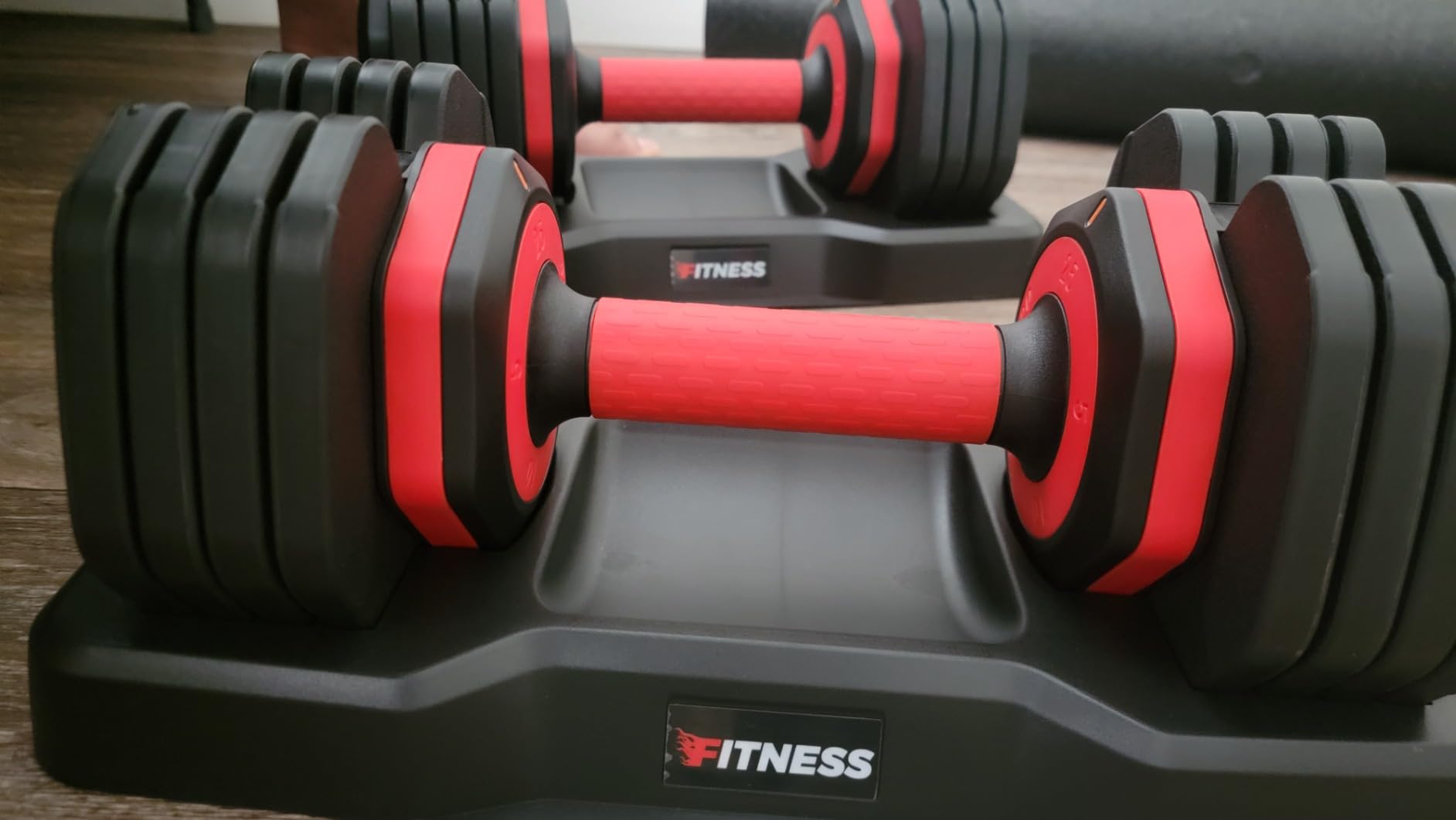 Rendpas Adjustable Dumbbell Set for Home Gym Strength Training | 25/55/80LB Pair, 10-in-1/16-in-1 Weight Set, 1-Sec Quick Adjust, Non-Slip Knurled Grip, Dual-Lock Safety, Space-Saving Tray customer photo 1