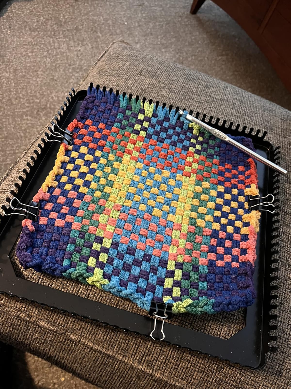 Harrisville Designs Friendly Loom Potholder Pro Weaving Kit | 10”x10” Sturdy Metal Loom and Quality Cotton Weaving Loops | Complete Kit to Weave 2 Large, Durable Potholders | Made in the USA customer photo 2