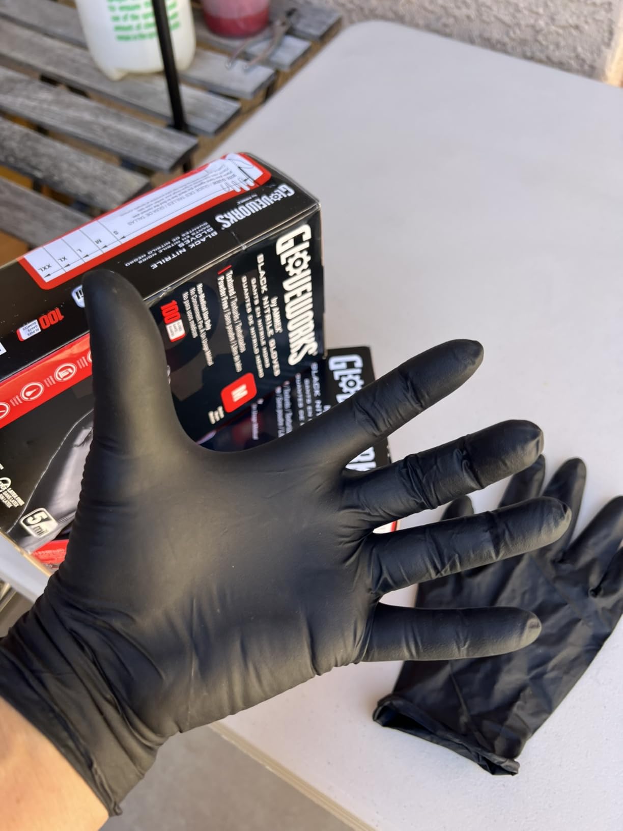 GLOVEWORKS Nitrile Gloves Disposable 5 mil Black Size Medium Box of 100 customer photo 1