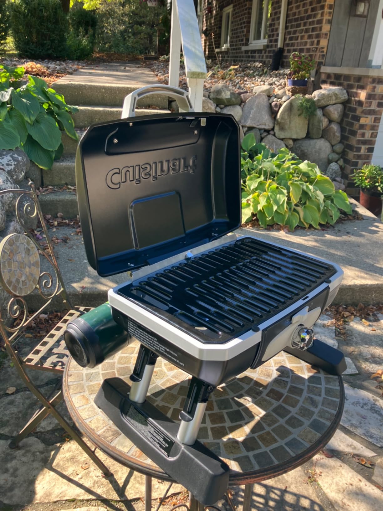 Cuisinart Petite Gourmet Portable Gas Grill, Compact Portable Grill Propane, 150 Sq. In. Cooking Surface, 5,500 BTU Burner Small Gas Grills for Camping, BBQ, Folding Legs and Carry Handles, Red customer photo 2