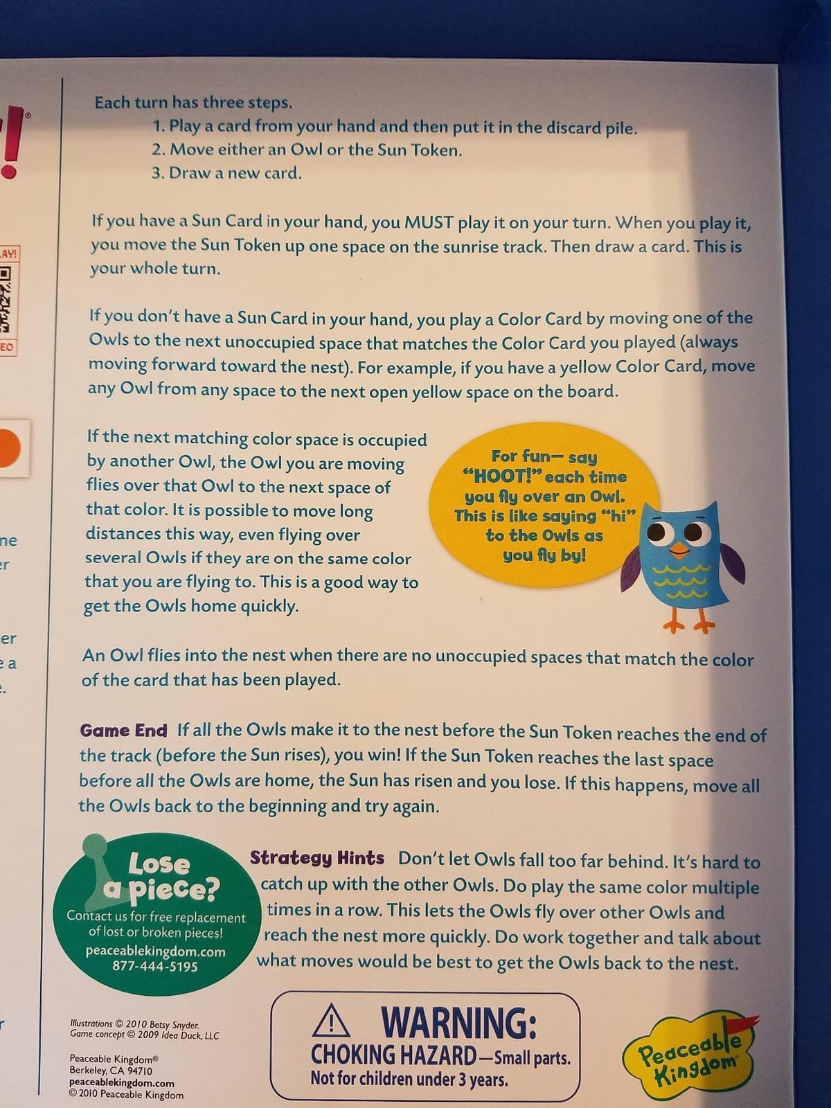 Peaceable Kingdom Hoot Owl Hoot - Cooperative Matching Game For Kids customer photo 2