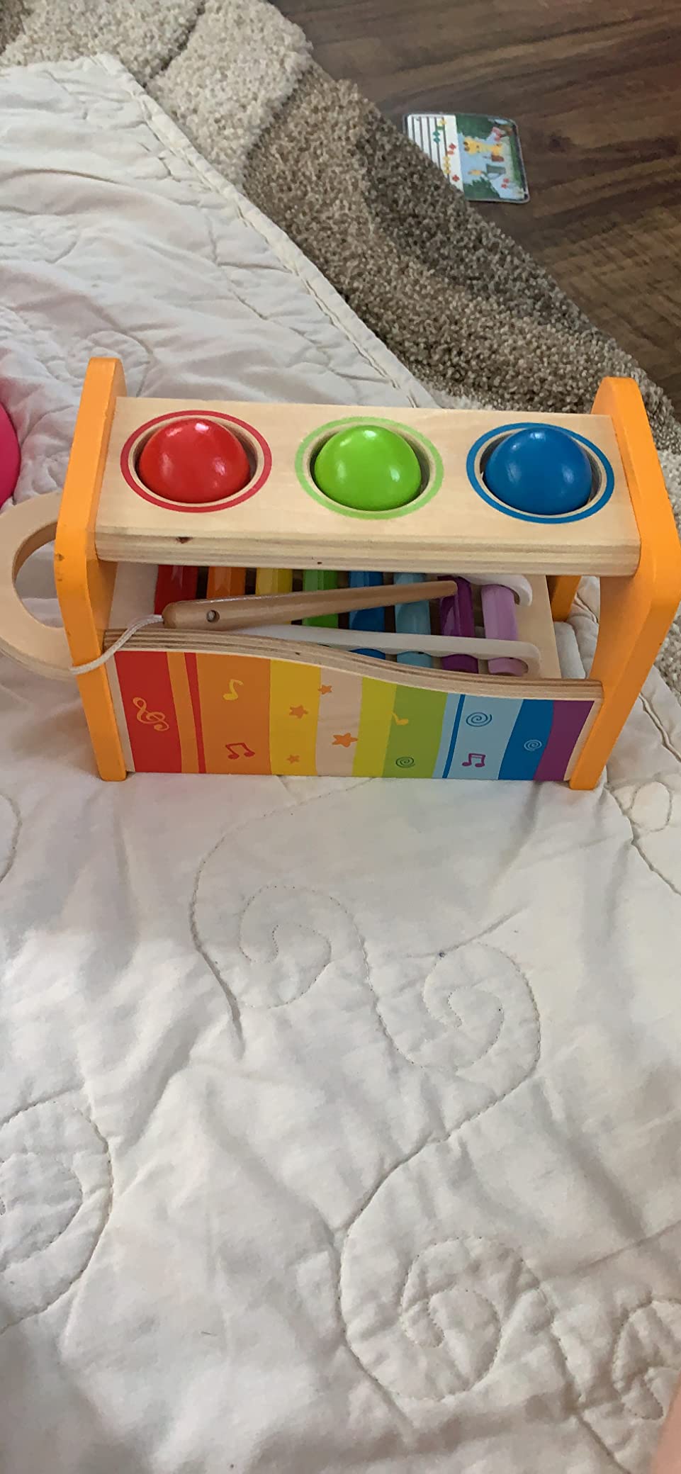 Hape Pound & Tap Bench with Slide Out Xylophone - Award Winning Durable Wooden Musical Pounding Toy for Toddlers customer photo 1