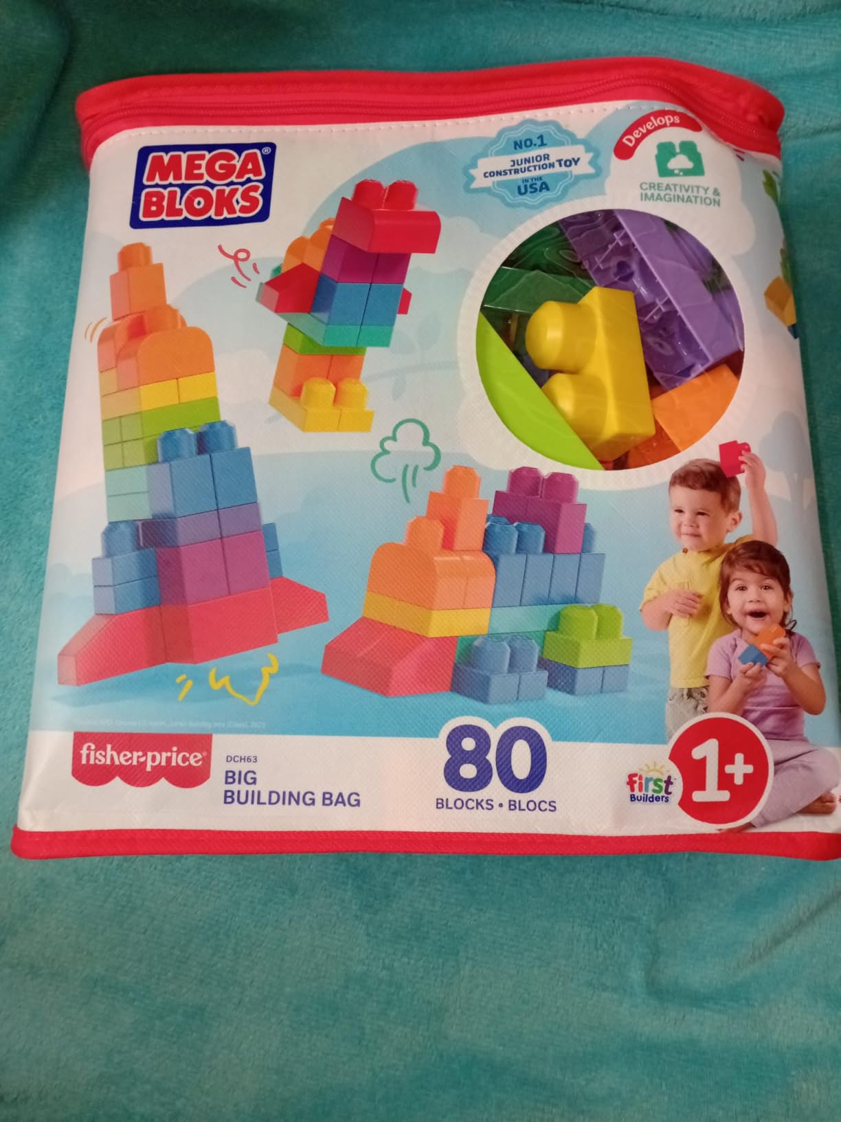 MEGA BLOKS First Builders Toddler Blocks Toys Set, Big Building Bag with 80 Pieces and Storage, Blue, Ages 1+ Years customer photo 1