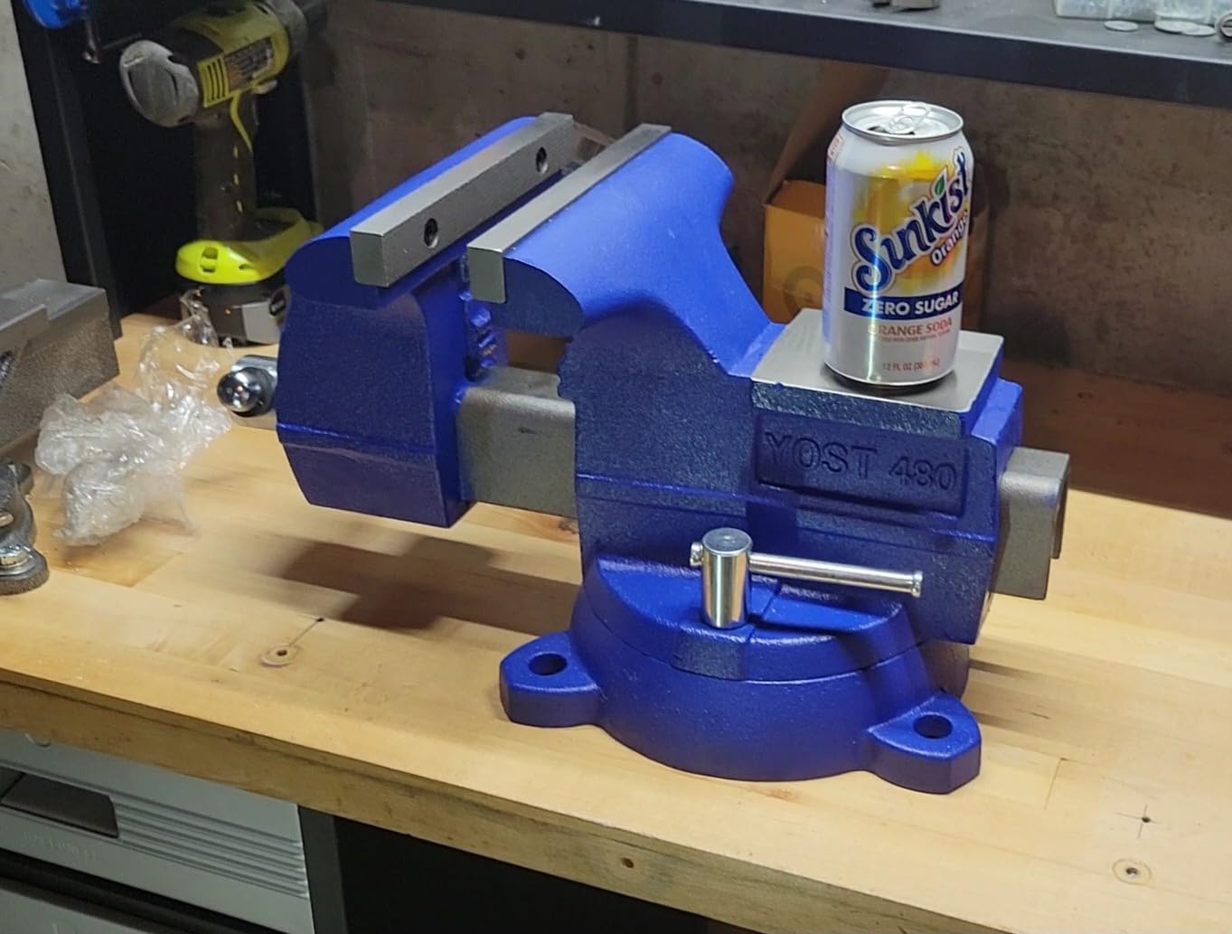 Yost Vises 465 Combination Vise | 6.5 Inch Jaw Width Heavy-Duty Utility Pipe and Bench Vise |Secure Grip with Swivel Base| Made with Cast Iron and Steel U Channel Bar | Blue customer photo 2