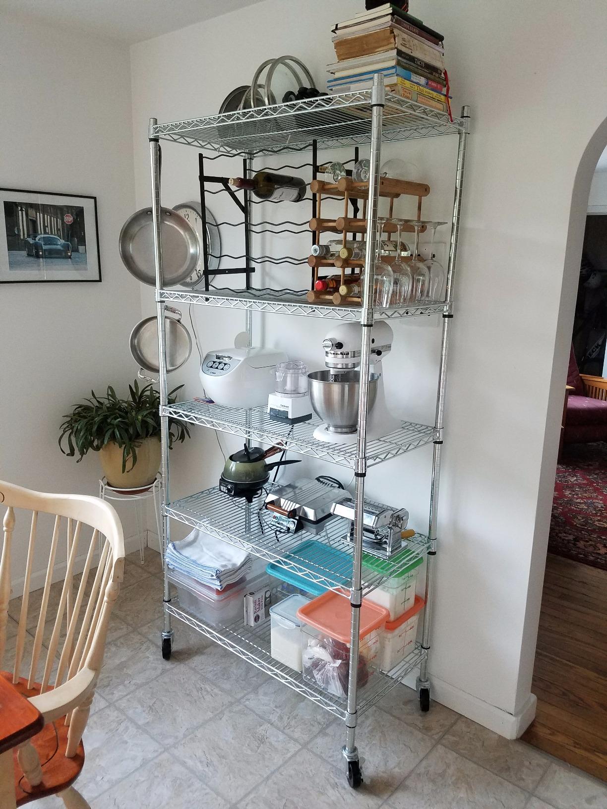 UltraDurable Commercial-Grade 5-Tier Steel Wire Shelving with Wheels, 36