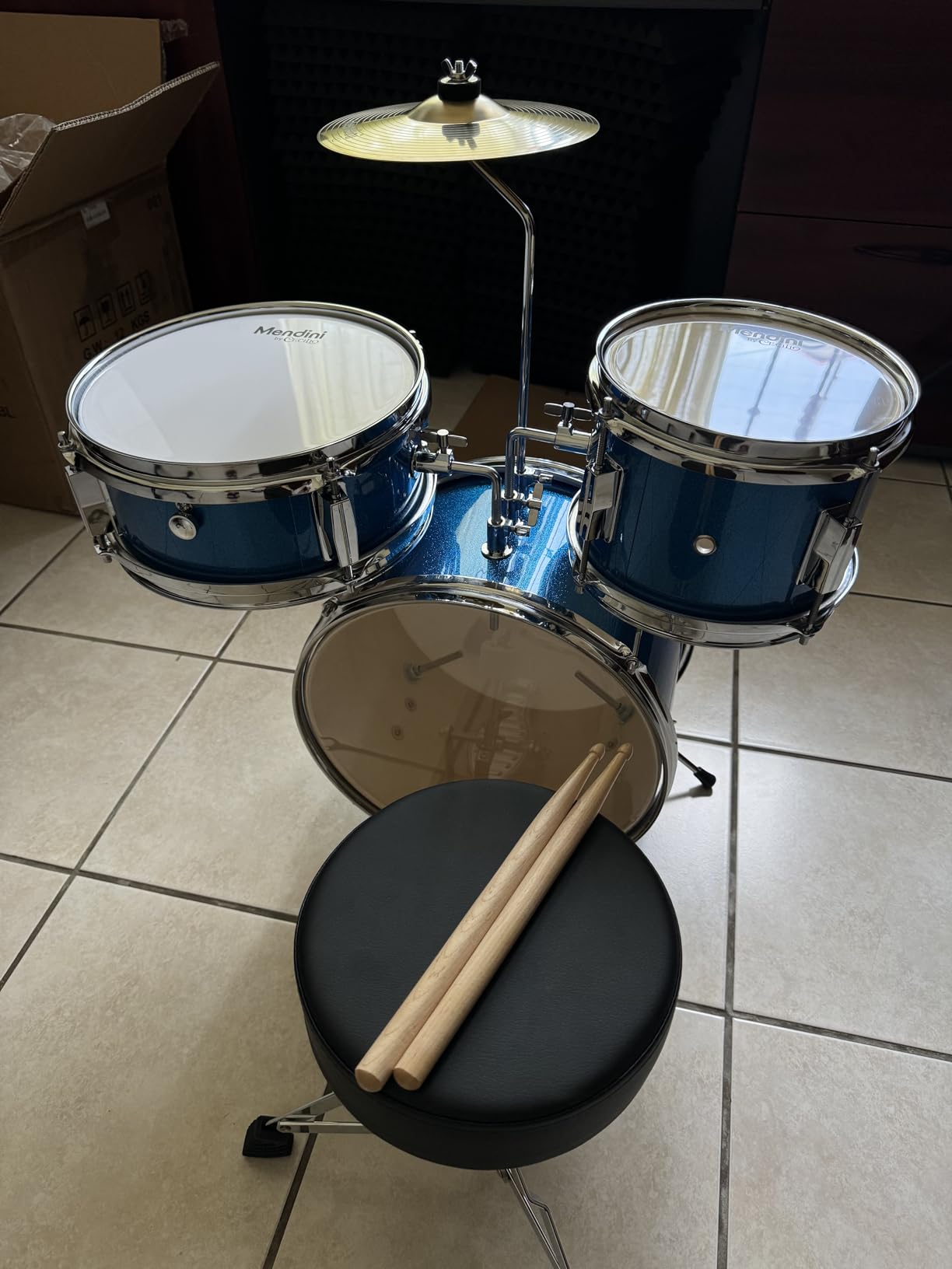 Mendini By Cecilio 13 Inch Drum Set, 3-Piece Junior Drum Set - Sky Blue customer photo 1