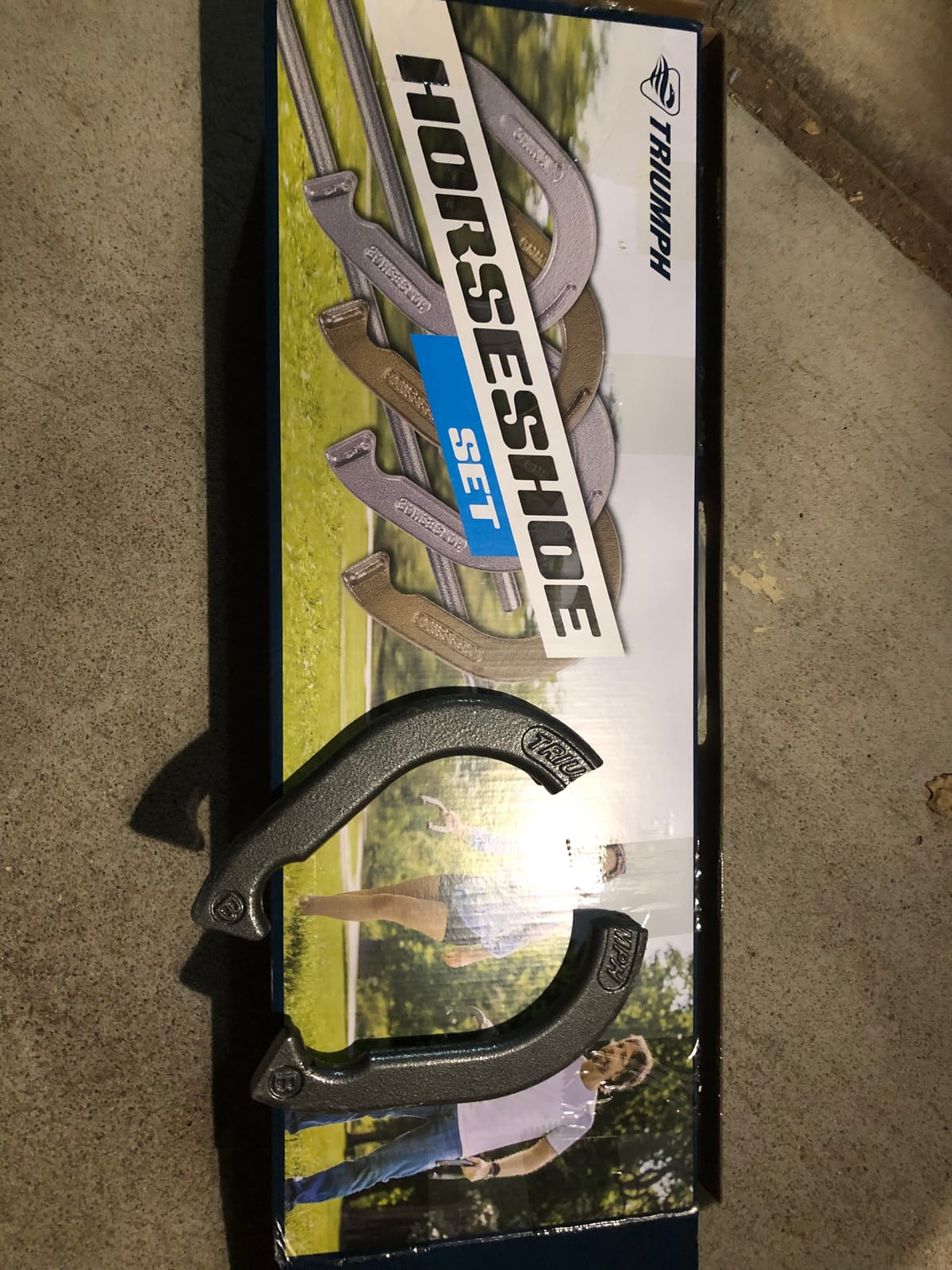 Triumph Forged and Steel Horseshoe Set Complete with 4 Horseshoes, 2 Stakes - Patriotic or Blue and Grey Colors - Perfect Addition for Parties and Outdoor Gatherings customer photo 2