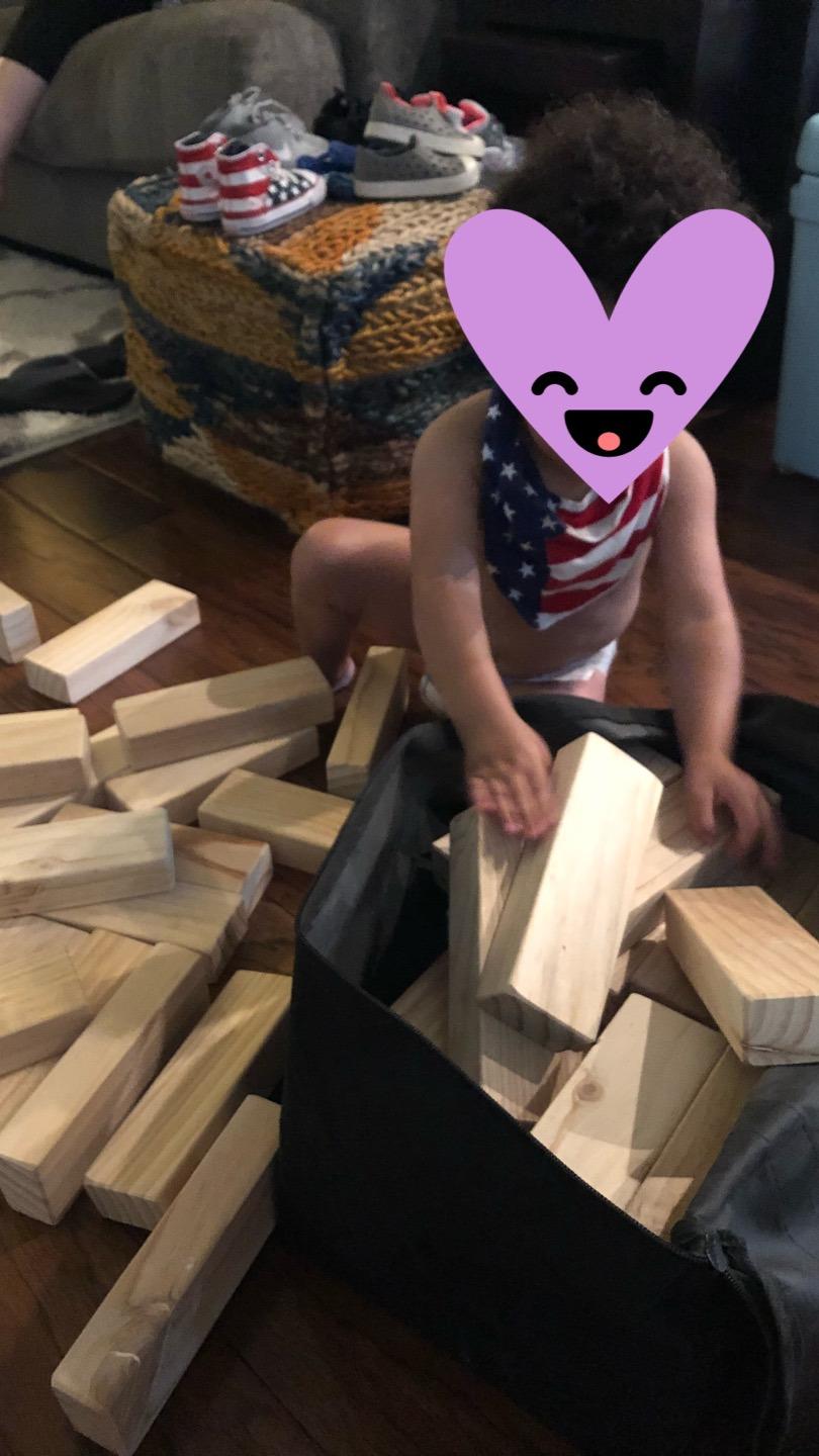 Yard Games Giant Tumbling Timbers with Carrying Case | Starts at 2.5-Feet Tall and Builds to Over 4-Feet | Made with Premium Pine Wood customer photo 2