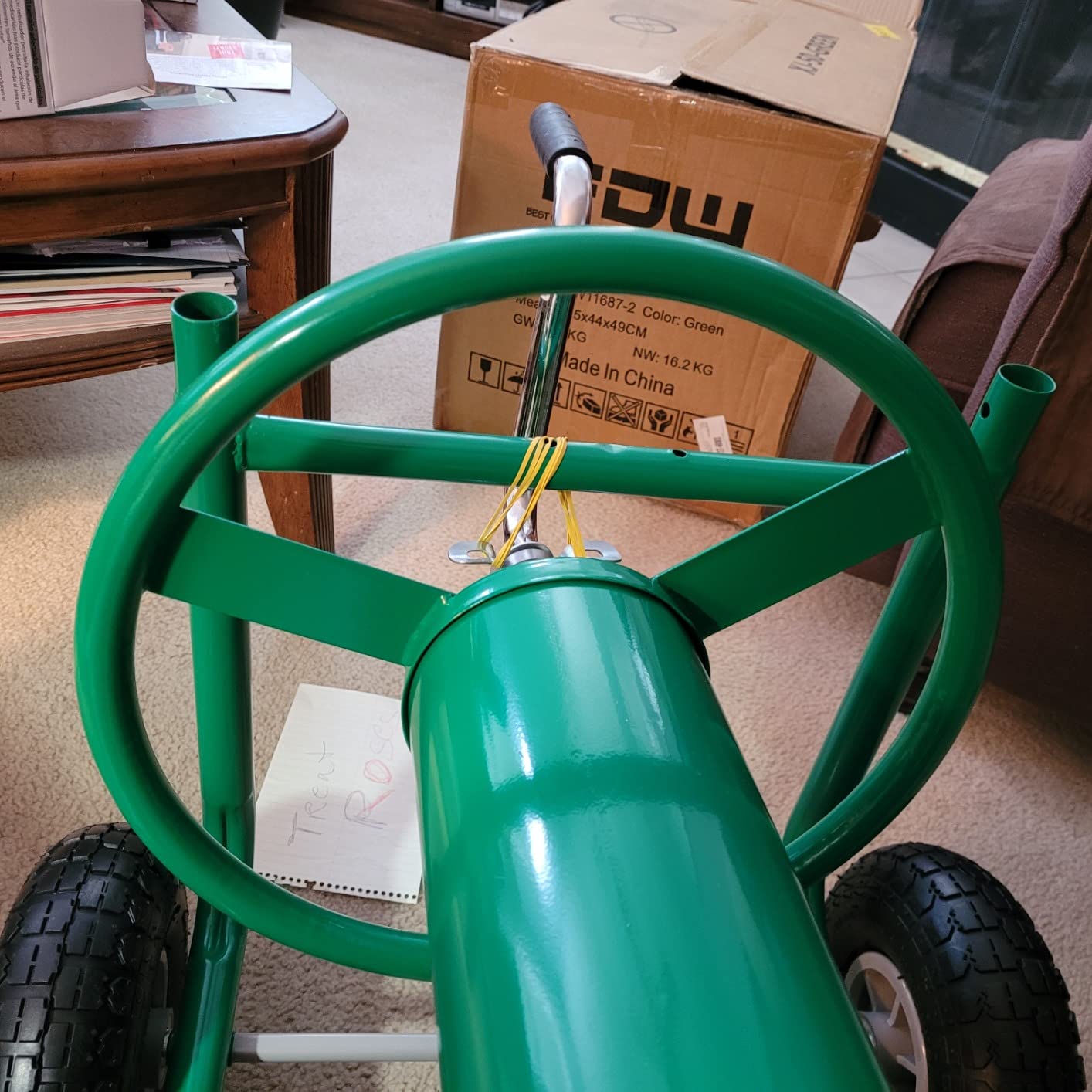 FDW Garden Hose Reel Cart, Water Hose Cart with 4 Wheels, Hold Up to 300 ft of 5/8’’ Hose,Heavy Duty Powder-Coated Steel Planting with Storage Basket, for Garden, Yard and Lawn customer photo 2
