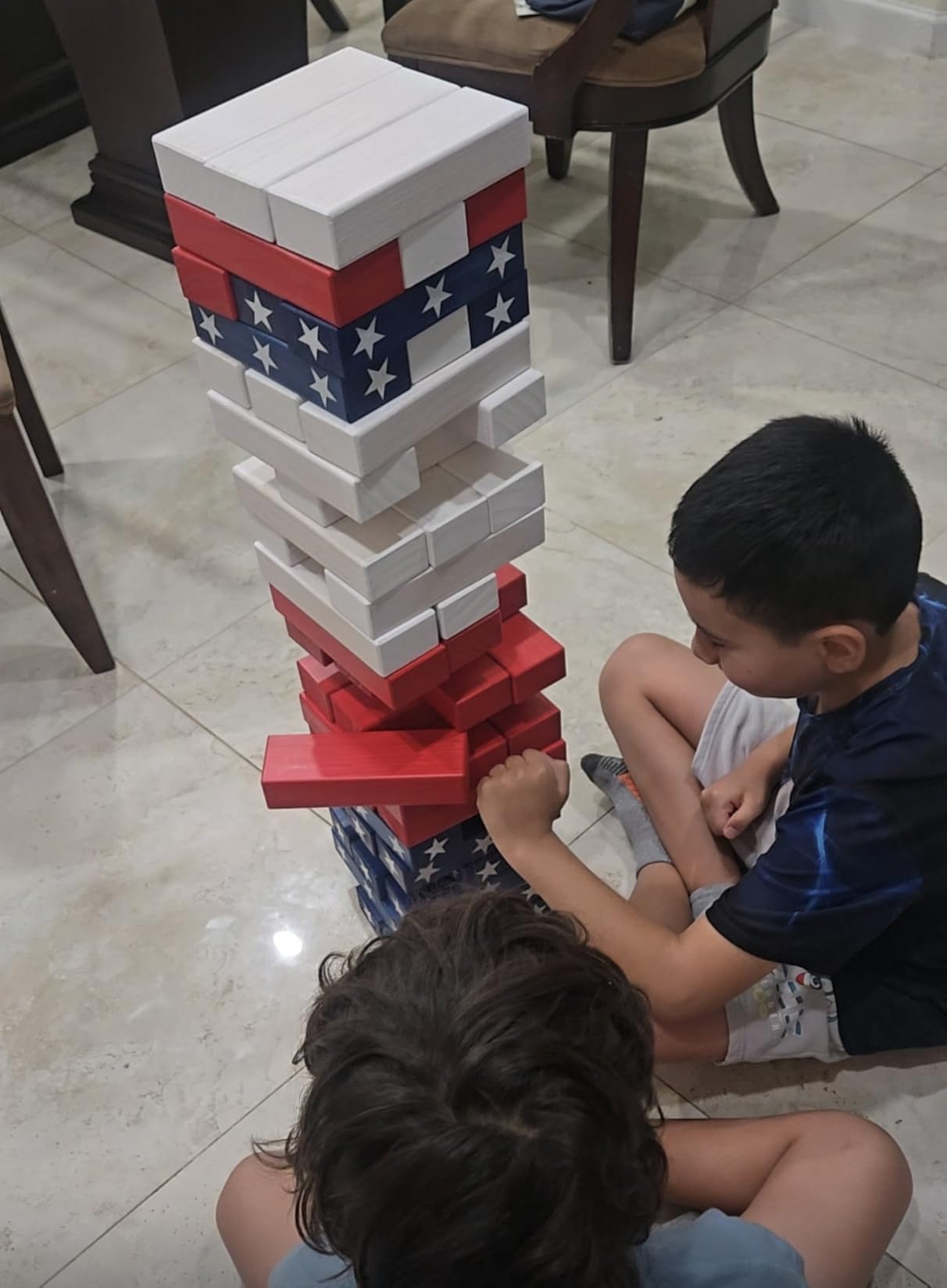 GoSports Giant Wooden Stacking Game - Stacks Up to 5 ft - Choose Brown Wood Stain, Gray, Natural, Stars & Stripes, or Tropical Hardwood - Toppling Tower customer photo 1