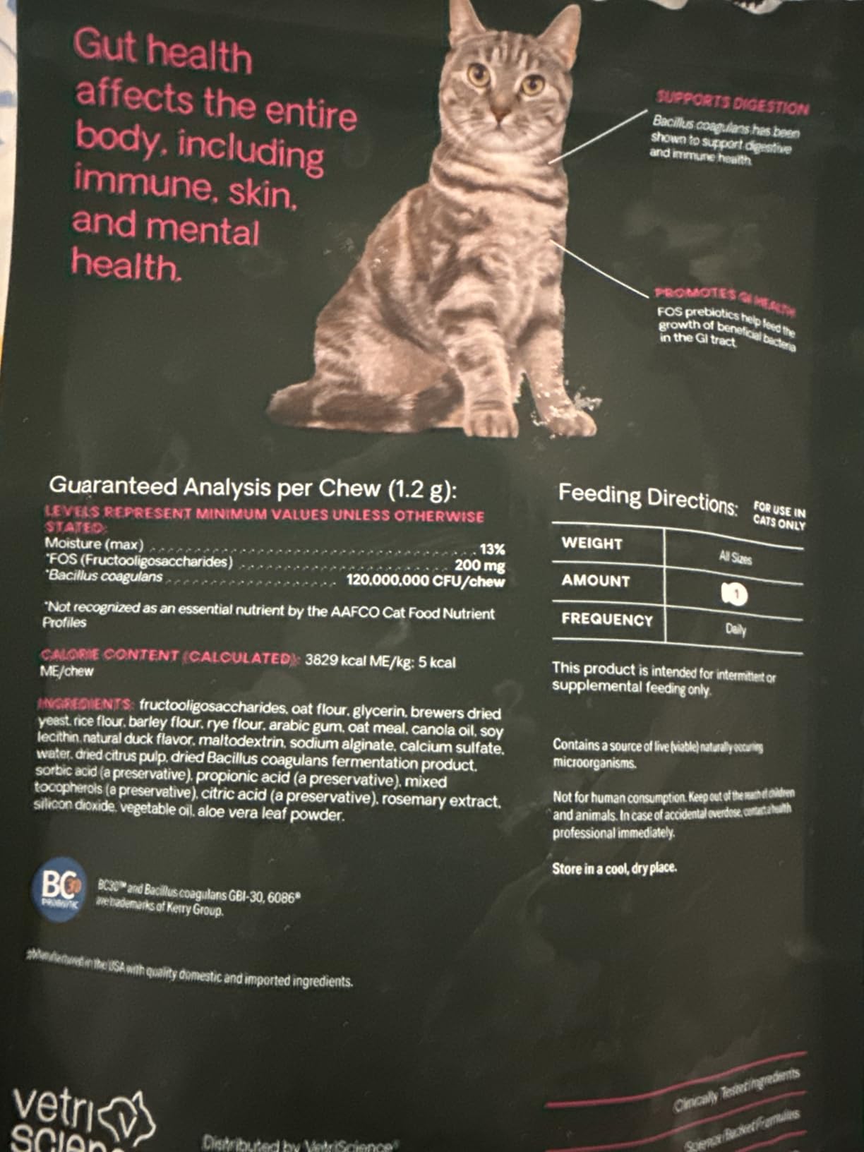 VetriScience Gut Health for Cats, Duck, 60 Count | Probiotic Everyday Digestive Supplement for Cat supports Gas & Diarrhea, Immune Support, 120 Million CFU Per Chew customer photo 1
