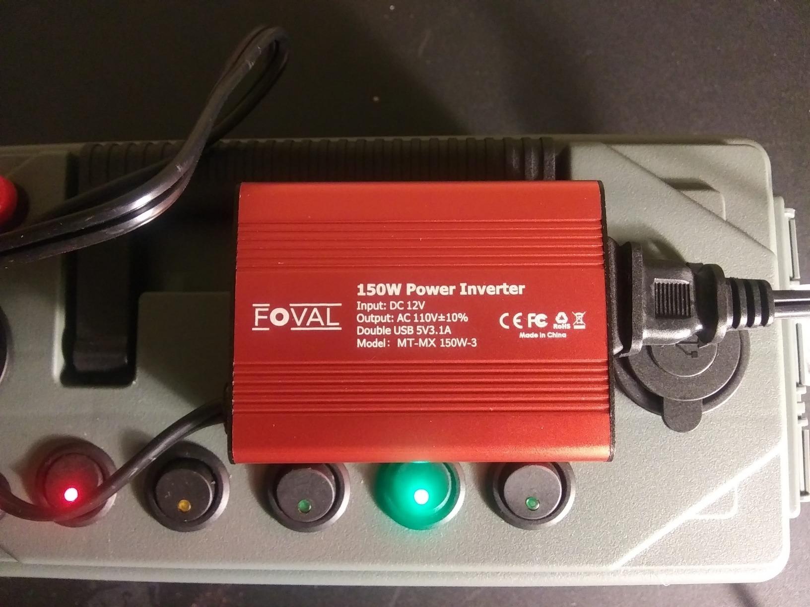 FOVAL 150W Car Power Inverter 12V DC to 110V AC Converter Vehicle Adapter Plug Outlet with 3.1A Dual USB Car Charger for Laptop Computer (Classic Red) customer photo 1