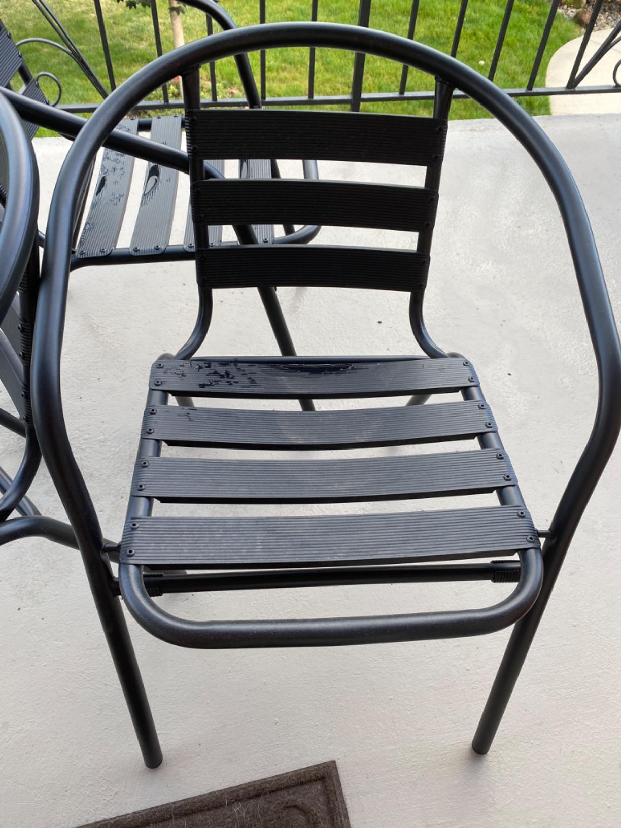 Flash Furniture Aluminum Slat Back Stacking Outdoor Restaurant Chairs, Modern Stackable Patio Chairs for Restaurants, Set of 4, Black customer photo 2