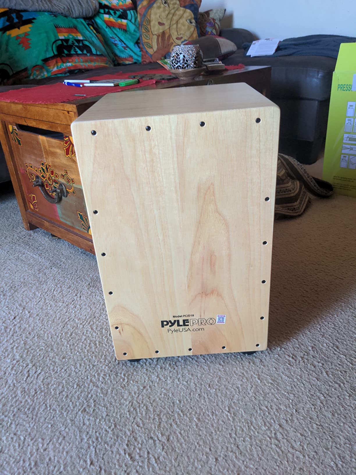 Pyle Jam - Wooden Cajon - Handcrafted Stringed Lightweight Percussion Box With Internal Guitar Strings, Rubber Capped Feet, Suitable For All Ages customer photo 1