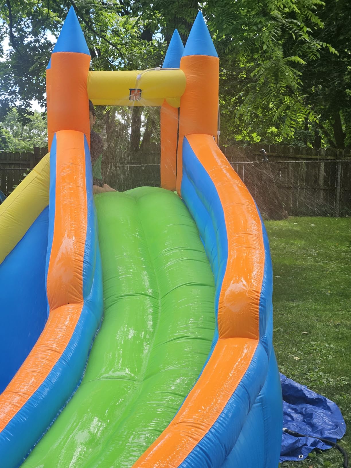 Costzon Inflatable Water Slide, Giant Bouncy Water Park Jump Castle Waterslide for Kids Backyard Outdoor Fun with Climbing Wall, Splash Pool, Blow up Water Slides Inflatables for Kids Party Gifts customer photo 2