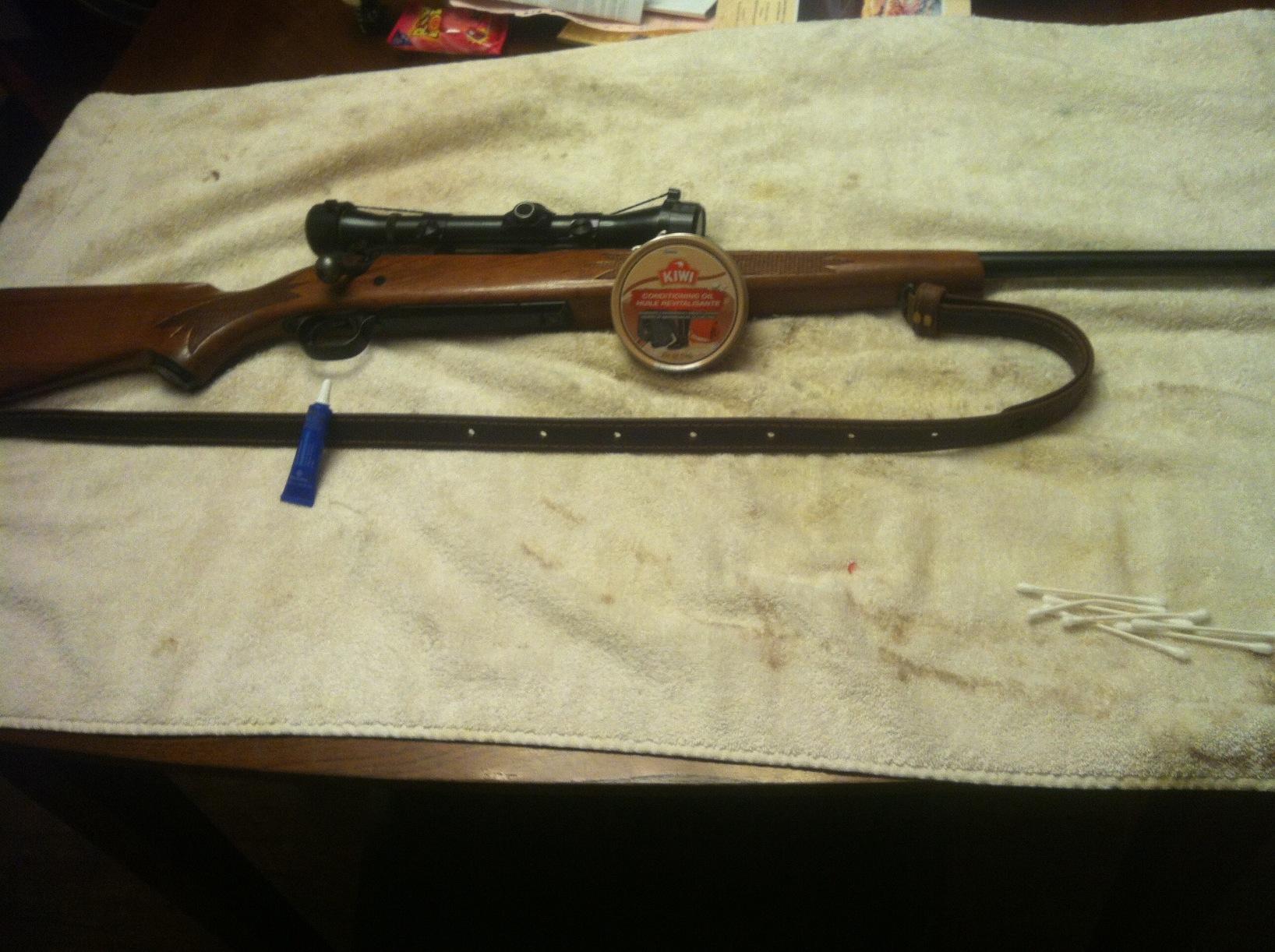 Buffalo Leather Rifle Gun Sling, Crazy Horse/Brown Stitch, Amish Handmade 1
