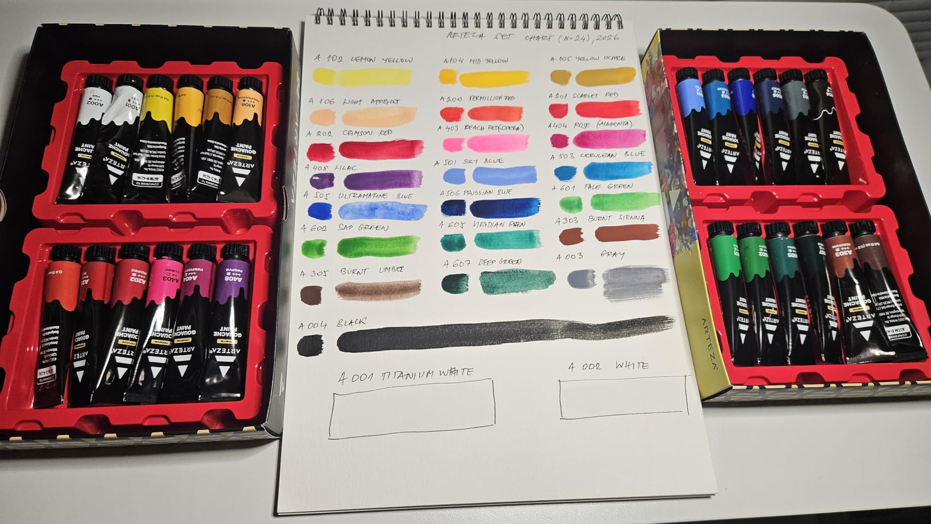 ARTEZA Gouache Paint, Set of 24, 12ml/0.4 US fl oz Gouache Paint Tubes, Gouache Set for Adults and Students customer photo 1