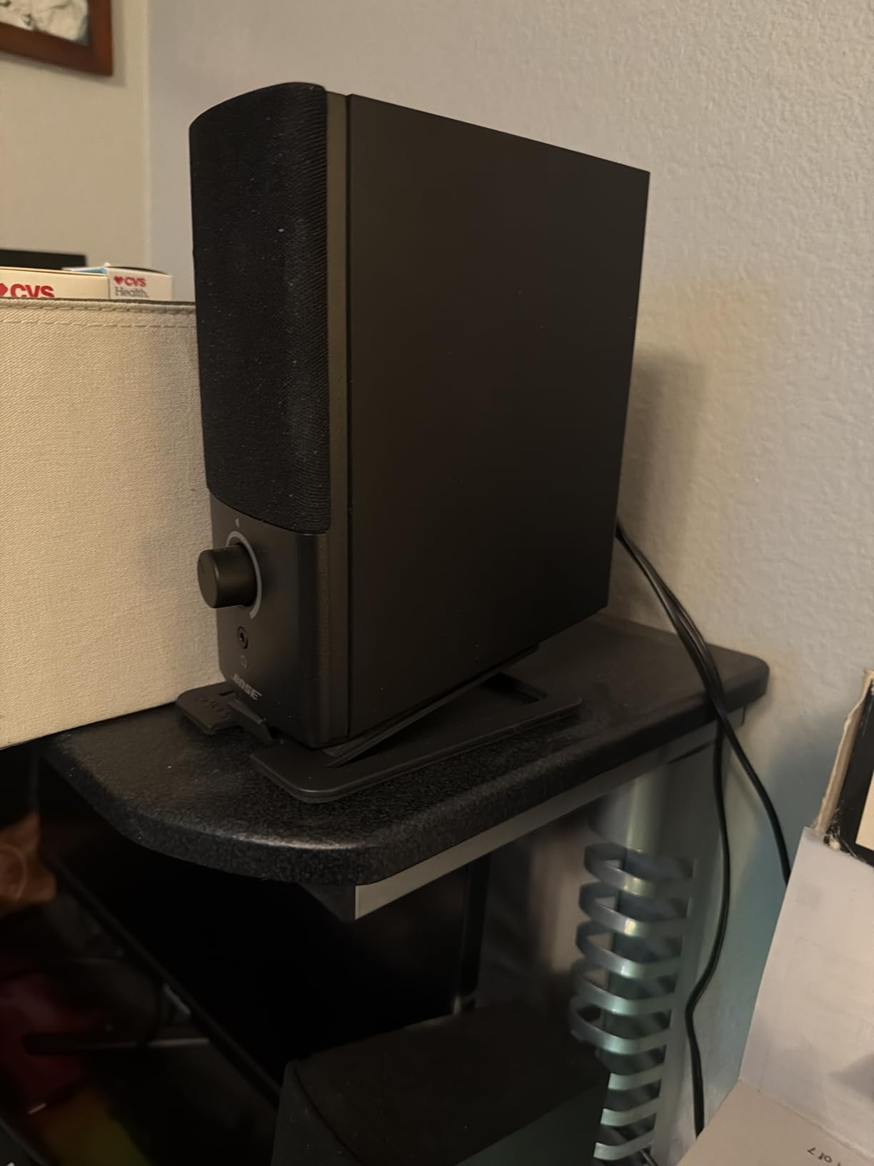Kanto S4 Tilted Desktop Speaker Stands for Medium Bookshelf Speakers & Mid-Size 3”-4” Studio Monitors | Supports 8 lbs | Damping Foam Padding | ¼”-20 Mounting | Pair | Black customer photo 2