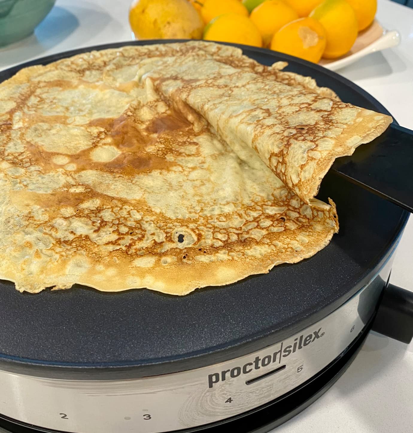 Proctor Silex Electric Crepe Maker with 13” PFAS-Free Nonstick Griddle for Eggs, Pancakes, Omelets and Quesadillas, with Temperature Control, Spatula, Spreader, Batter Cup, Stainless Steel (38400MN) customer photo 2