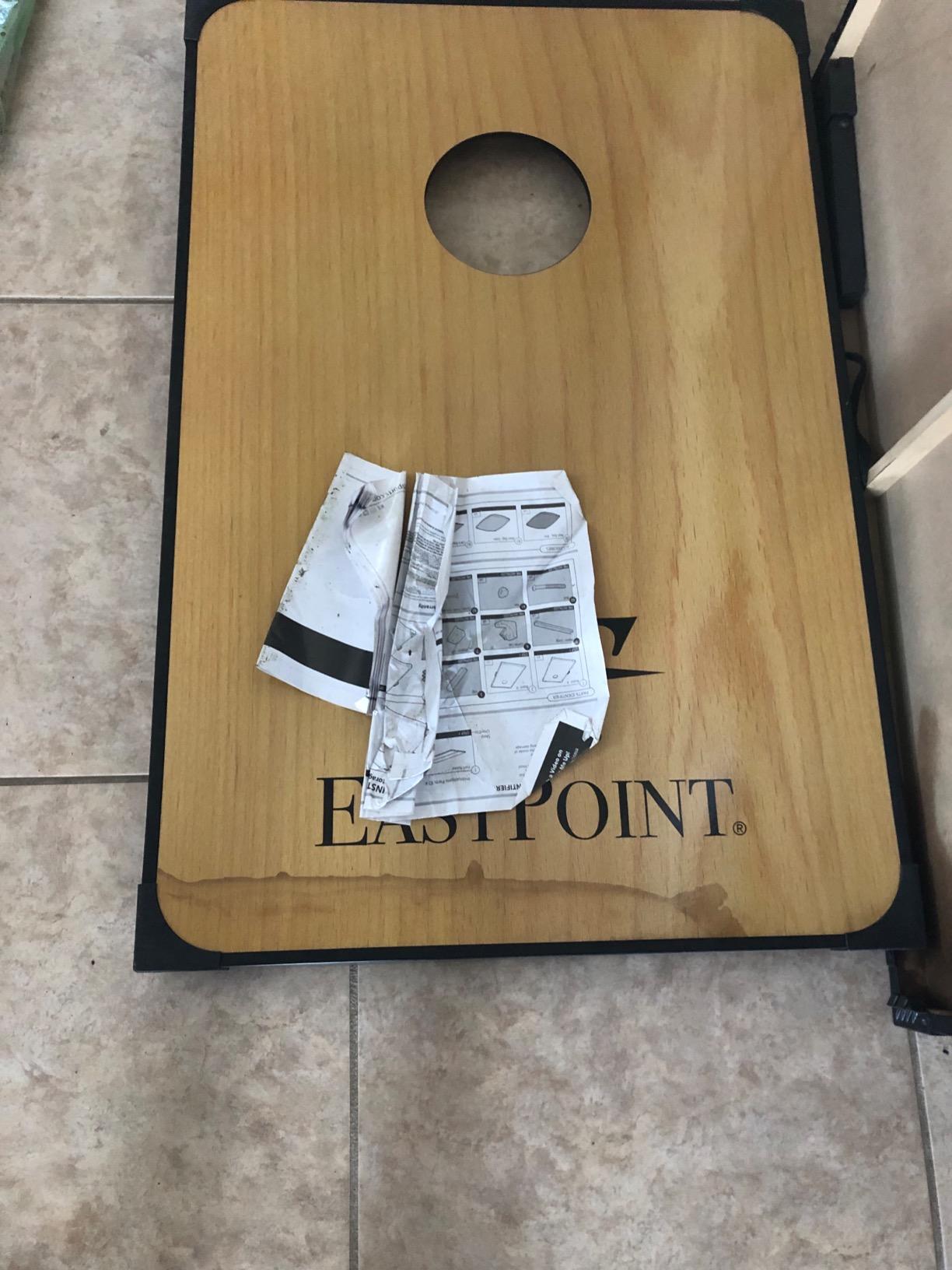 EastPoint Sports Cornhole Game Set Bean Bag Toss MDF - 2' W x 3' L - Built-In Storage, Convenient Carry Handles and 8 Premium Bean Bags customer photo 1