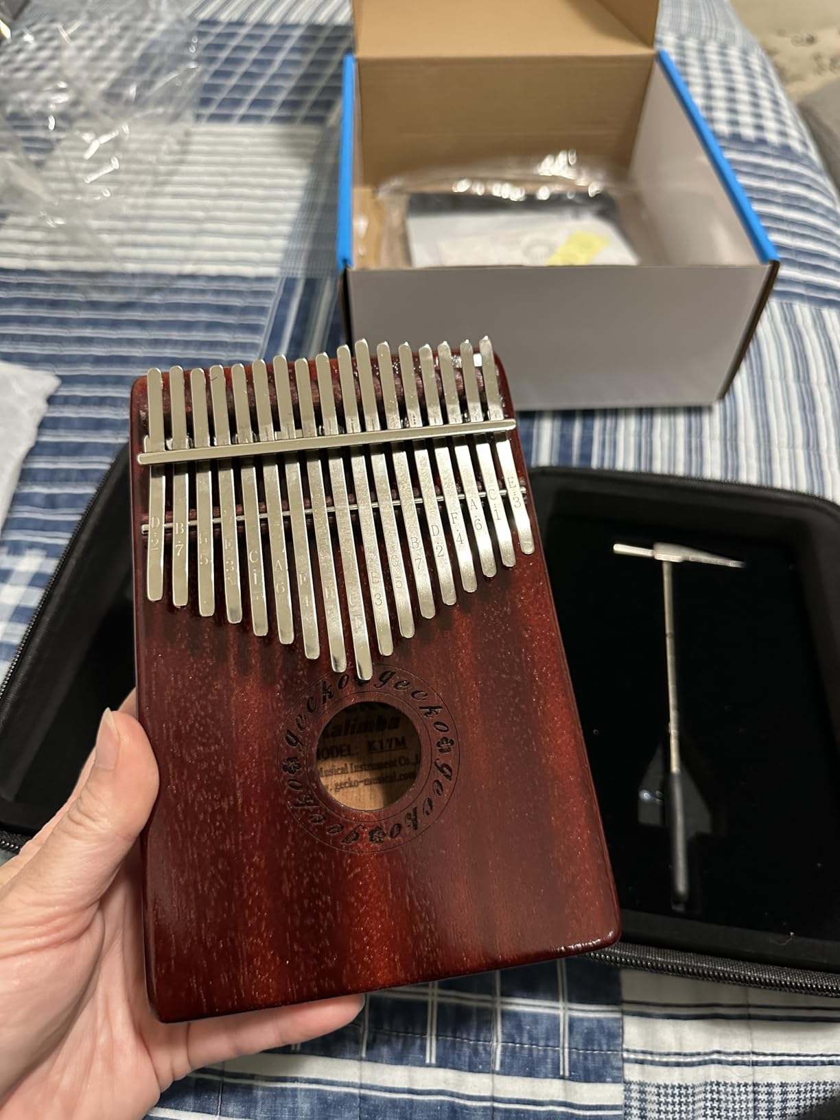 GECKO Kalimba 17 Keys Thumb Piano with Waterproof Protective Box, Tune Hammer and Study Instruction, Portable Mbira Sanza Finger Piano, Meditation Sound, Gift for Beginners and Professional customer photo 1