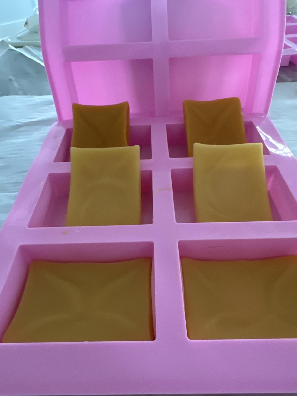 Set of 3, 6 Cavities DIY Handmade Soap Moulds - Cake Pan Molds for Baking, Biscuit Chocolate Mold, Silicone Soap Bar Mold for Homemade Craft, Ice Cube Tray, Pink customer photo 1