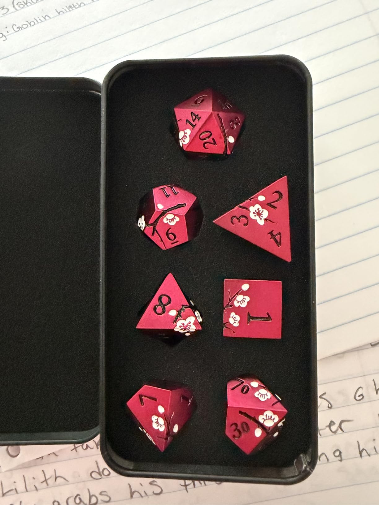 DnDnD Heavy Polyhedral Metal Dice Set with Metal Box, 7-die Shiny Blue Surface with Golden Number for RPG,Dungeons and Dragons,Pathfinder,Shadowrun,D&D,Role Palying Game and Math Teaching customer photo 2