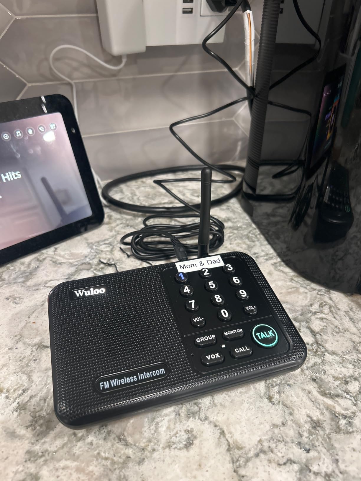 Wuloo Intercoms Wireless for Home 1 Mile (5280 Feet) Range 10 - Channel, Wireless Home Intercom System for House Business Office, Room to Room Intercom, Home Communication System (2 Packs, Black) customer photo 1