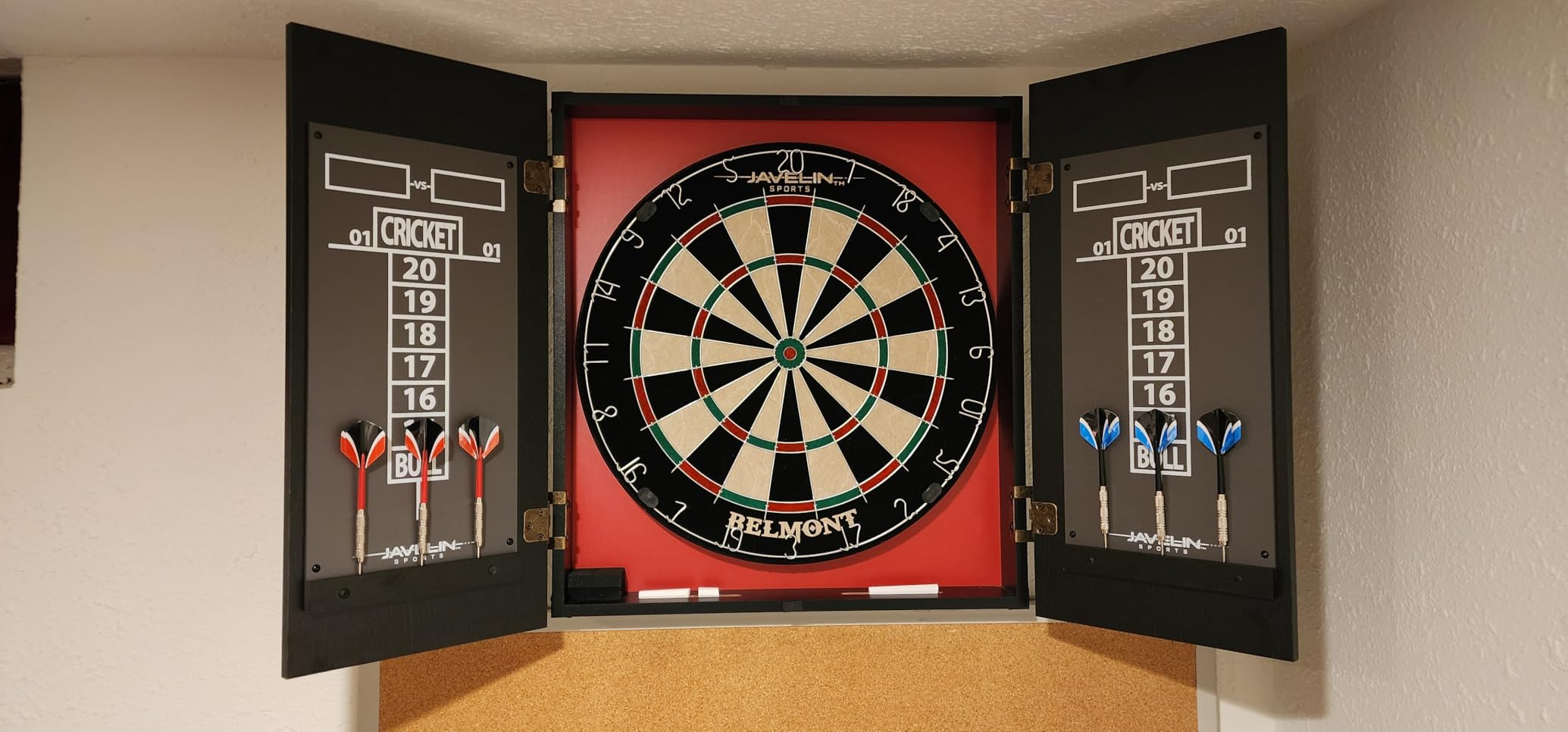 EastPoint Belmont Dart Board Cabinet, 6 Steel Tip Darts, Game Room Decor customer photo 2