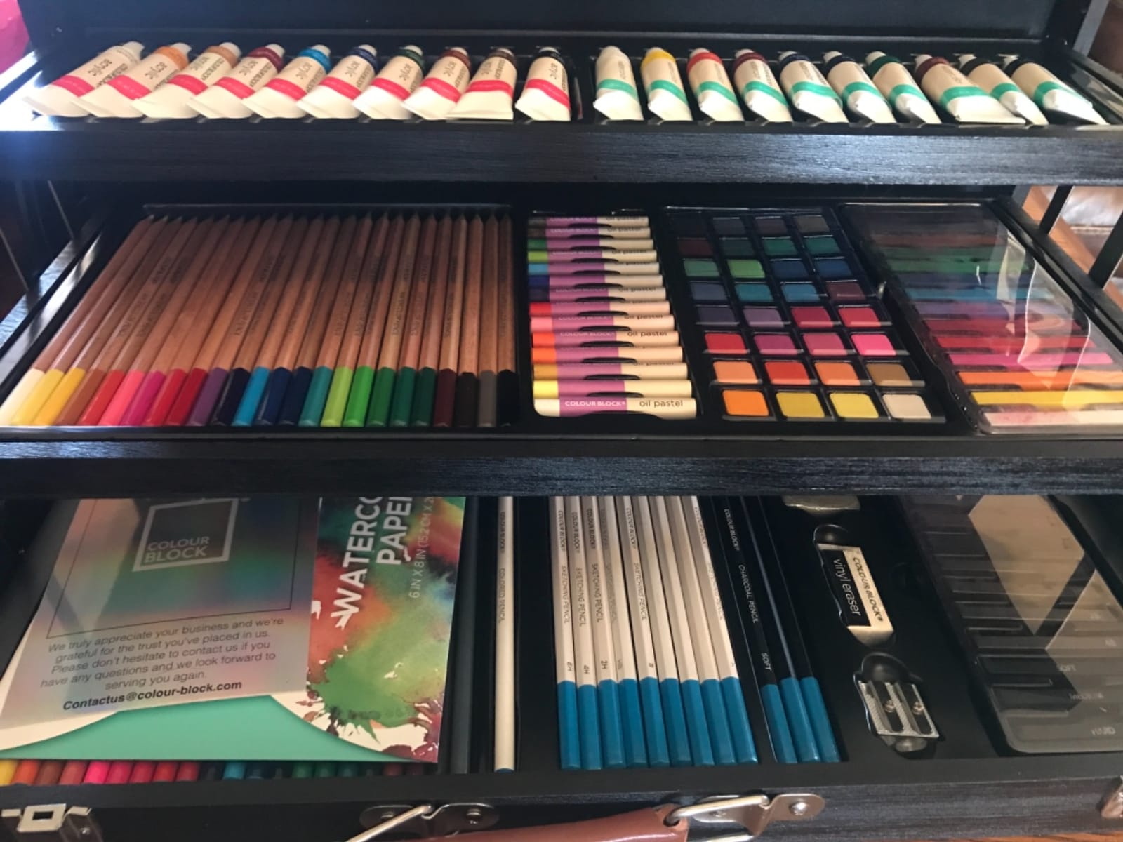 COLOUR BLOCK 181-Piece Mixed Media Art Set in Wooden Case, Deluxe Drawing Set and Professional Art Supplies for Adults, Art Kit for Drawing, Sketching, Painting with 12 Mediums, 11 Tools and Paper customer photo 2