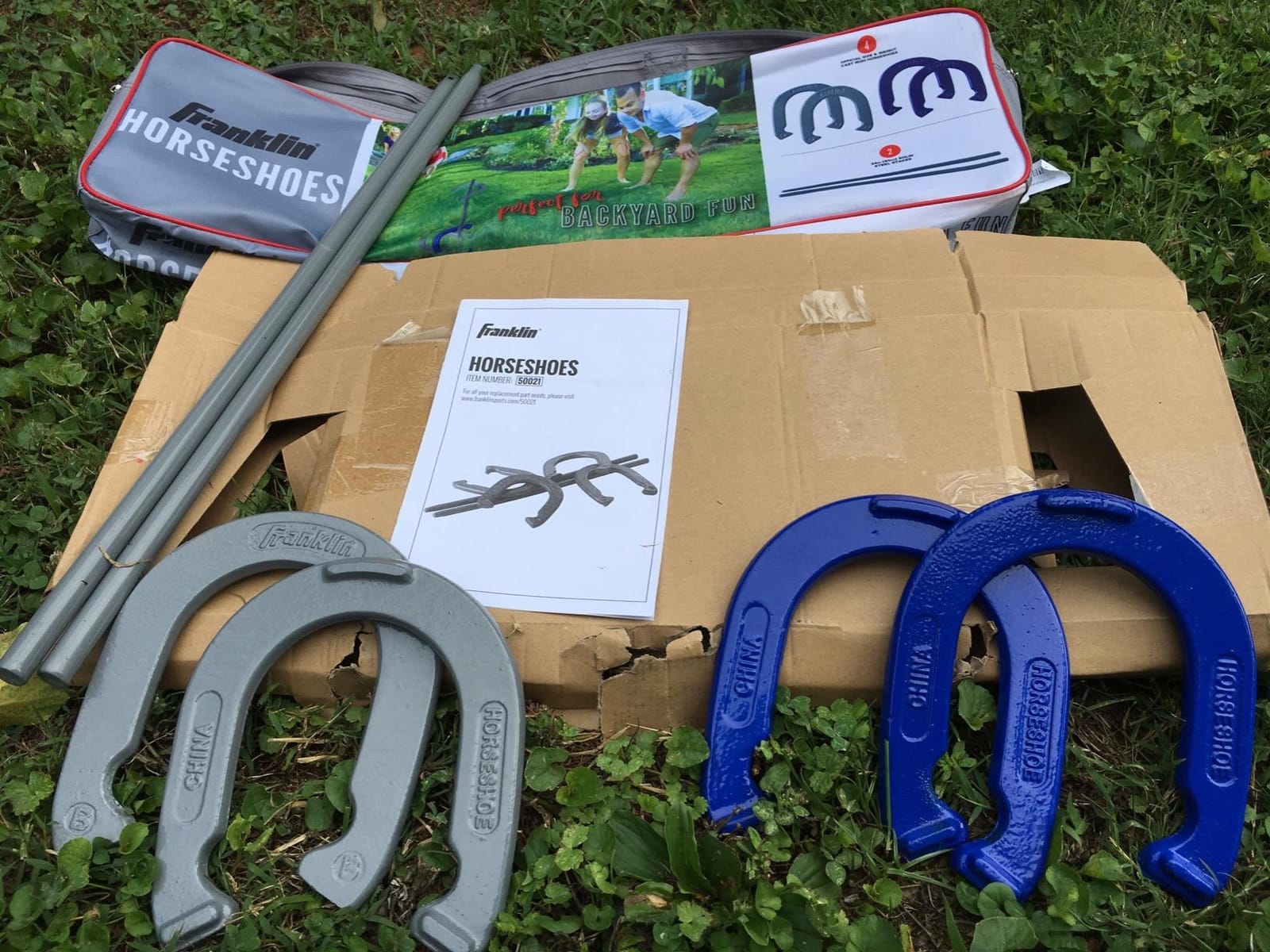 Franklin Sports Horseshoes Sets - Game Sets for Adults + Kids - Includes (4) Horseshoes and (2) Ground Stakes customer photo 1