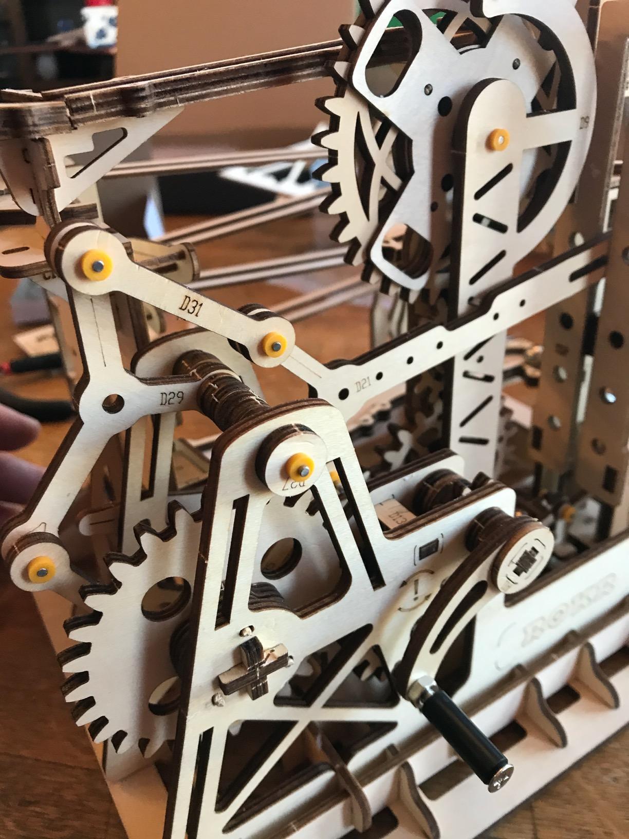 ROKR 3D Assembly Wooden Puzzle Brain Teaser Game Mechanical Gears Set Model Kit Marble Run Set Unique Craft Kits Christmas/Birthday/Valentine's Gift for Adults & Kids Age 14+(LG503-Lift Coaster) customer photo 2