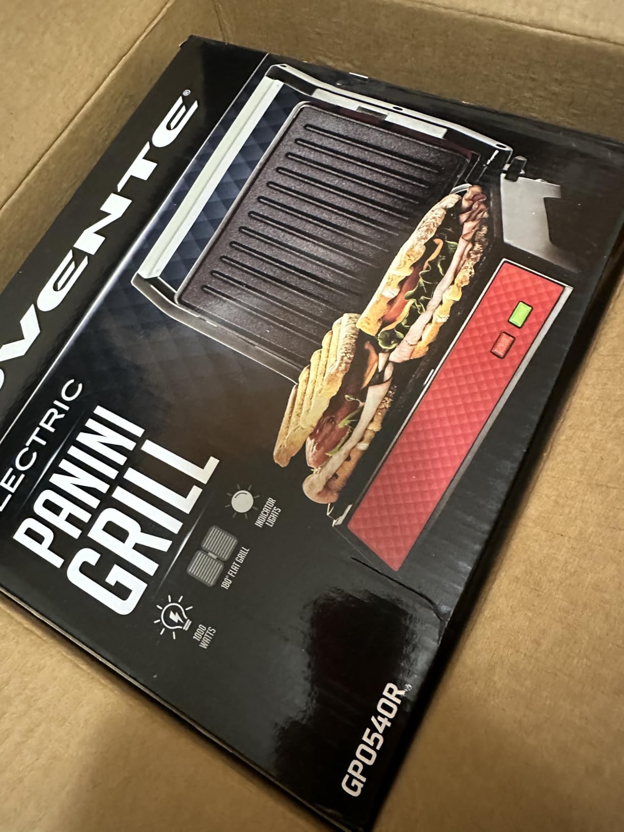 OVENTE Electric Indoor Panini Press Grill + Sandwich Maker, Red GP0620R customer photo 1