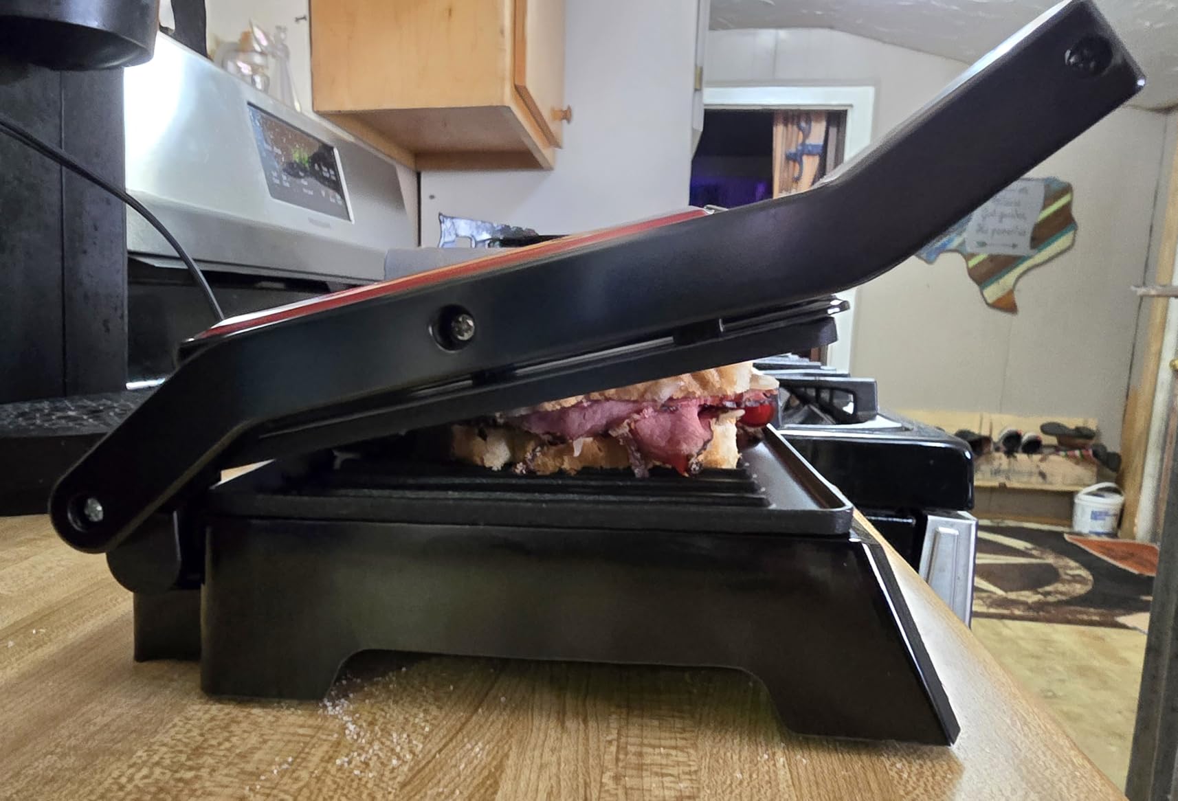 OVENTE Electric Indoor Panini Press Grill + Sandwich Maker, Red GP0620R customer photo 2