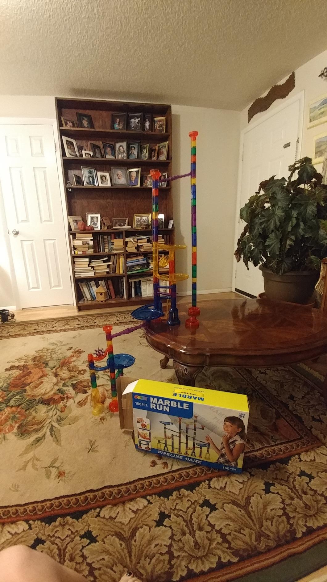 JOYIN 150Pcs Glowing Marble Run- Construction Building Blocks Toys with 5 Glow in The Dark Glass Marbles, STEM Educational Building Block Toy, Birthday Gifts, Easter Basket Stuffers customer photo 2
