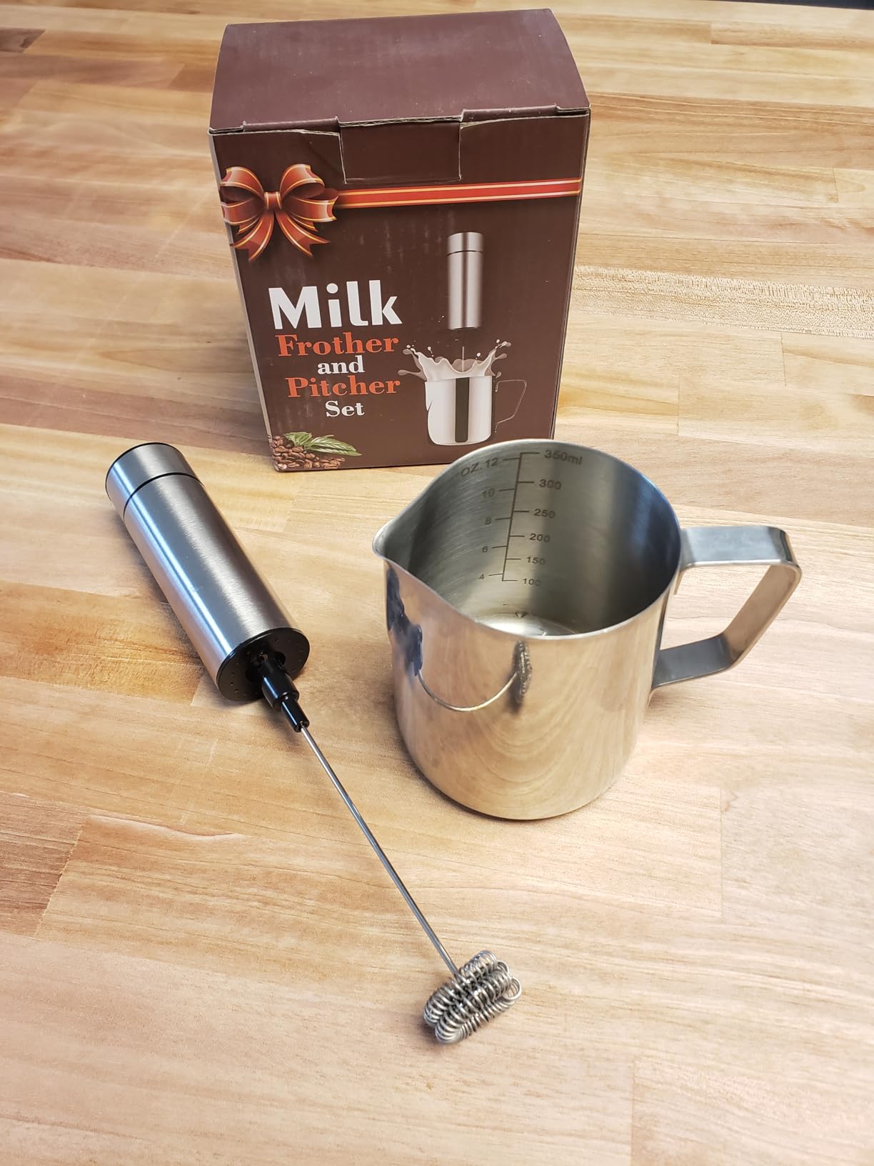 Milk Frother Handheld Battery Operated, Coffee Frother for Milk Foaming, Latte/Cappuccino Frother Mini Frappe Mixer for Drink, Hot Chocolate, Stainless Steel Silver customer photo 1