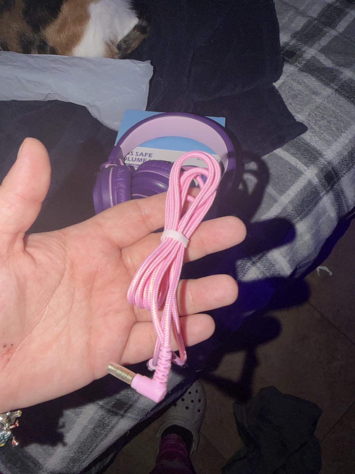 Kids Headphones for School with Microphone, 93dB Volume Limited, PinkPurple customer photo 2