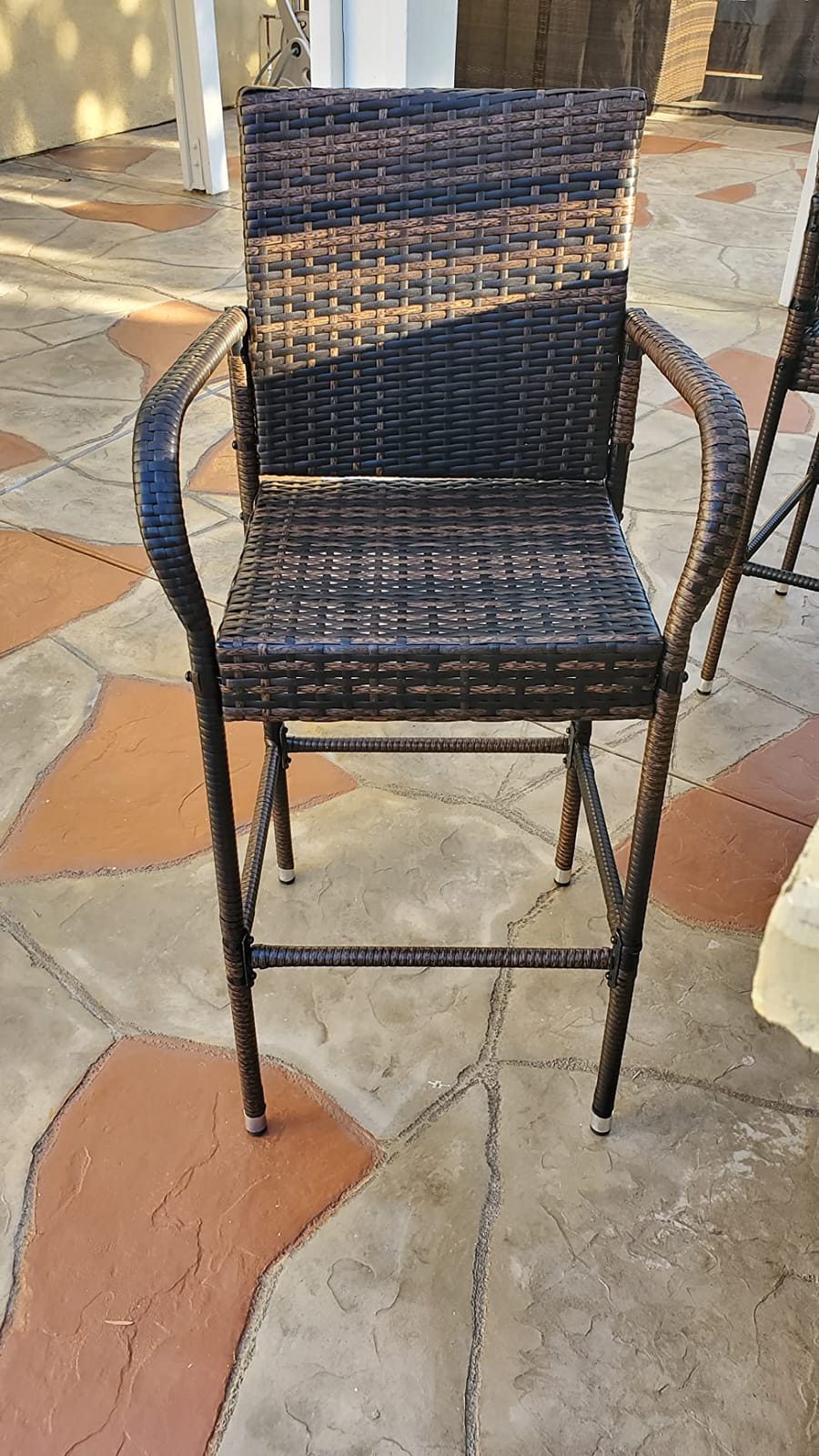 Homall Bar Stools 2 Pack Wicker Outdoor Patio Furniture with Armrest, Brown customer photo 1
