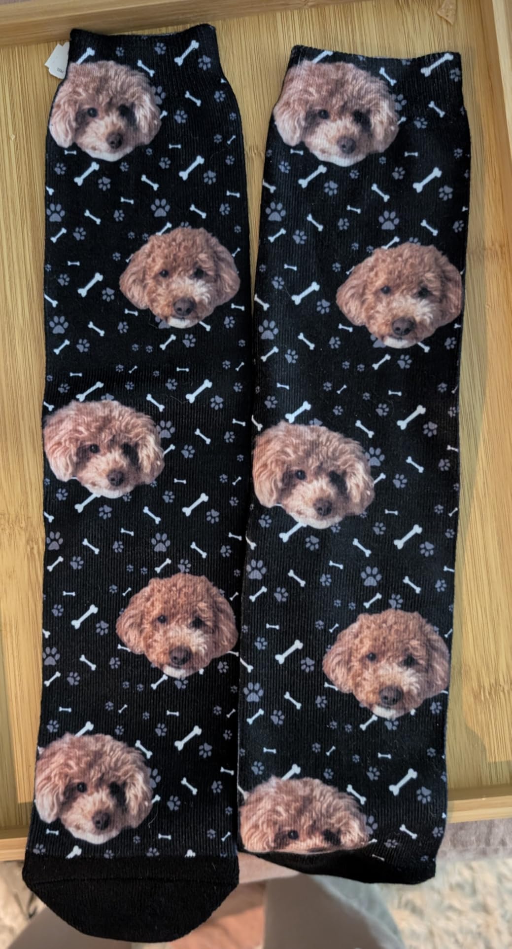 MyPupSocks Custom Personalized Photo Pet Face Socks, Cat and Dog Tracks Paws Bones Crew Socks with Picture for Men Women customer photo 2