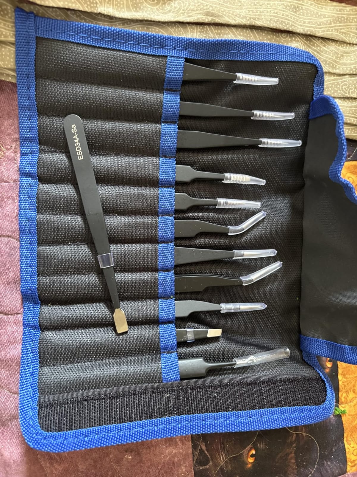 BOENFU Precision Tweezers Set 12 PCS Electronic Tweezers ESD 11, 12, 13, 15, 17 Pointed Tip Tweezers Kit for Electronics,Soldering, Craft, Jewelry, Ingrown, Eyelash customer photo 1